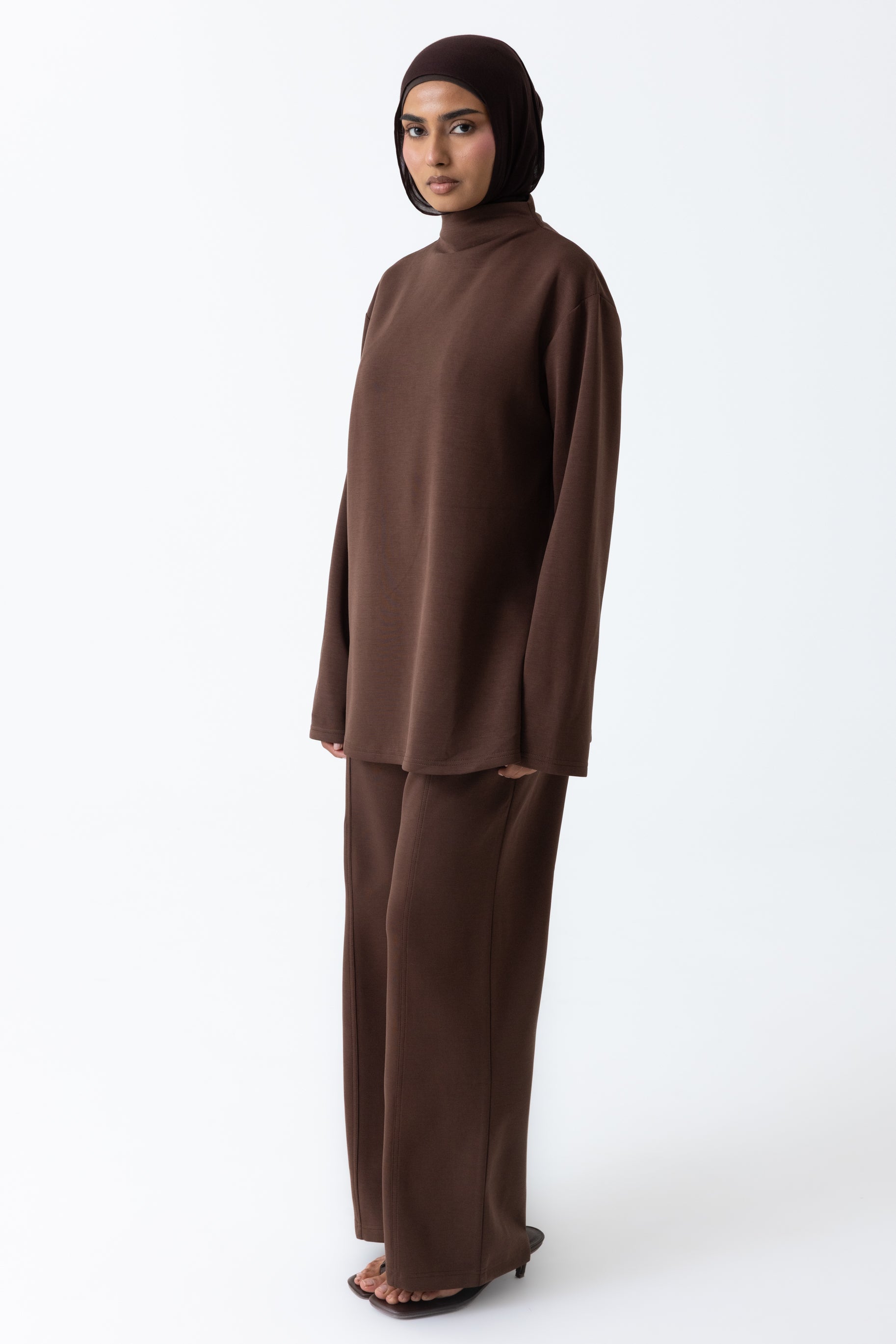 Comfort High Neck Top - Espresso