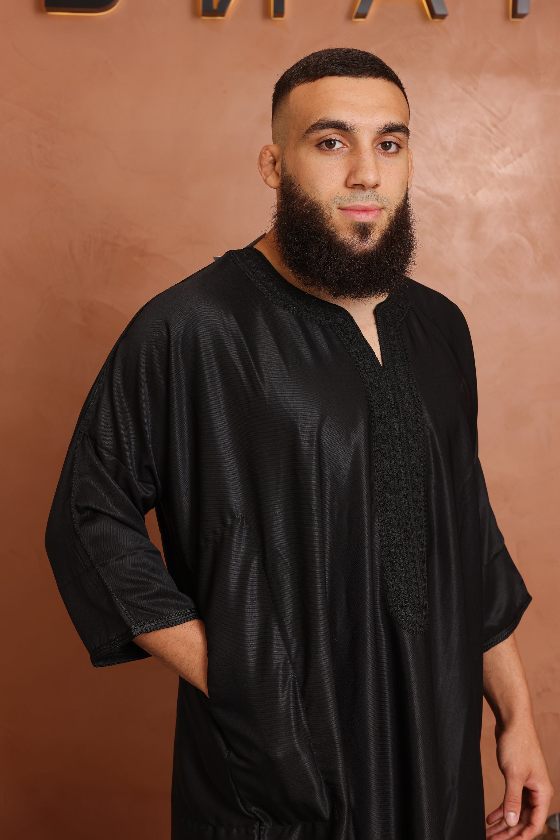 Gabardine Moroccan Thobe - 13 Black