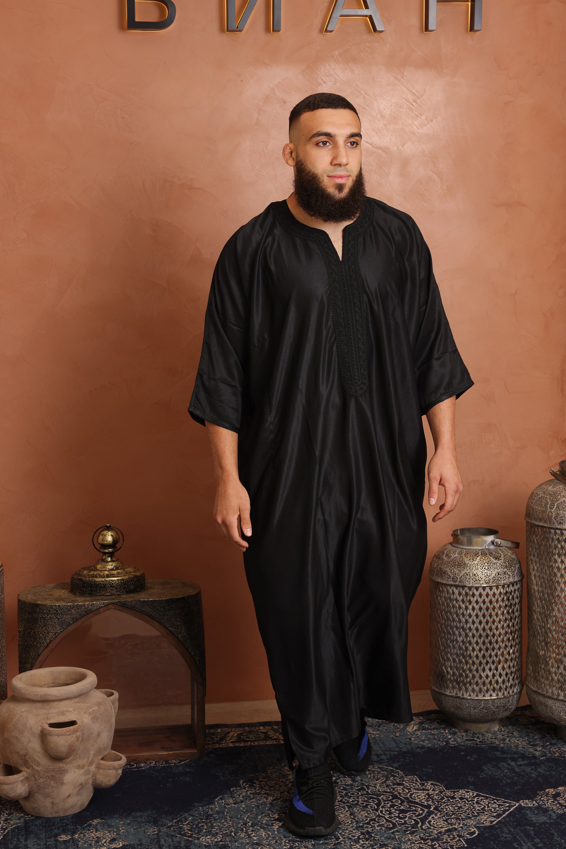 Gabardine Moroccan Thobe - 13 Black