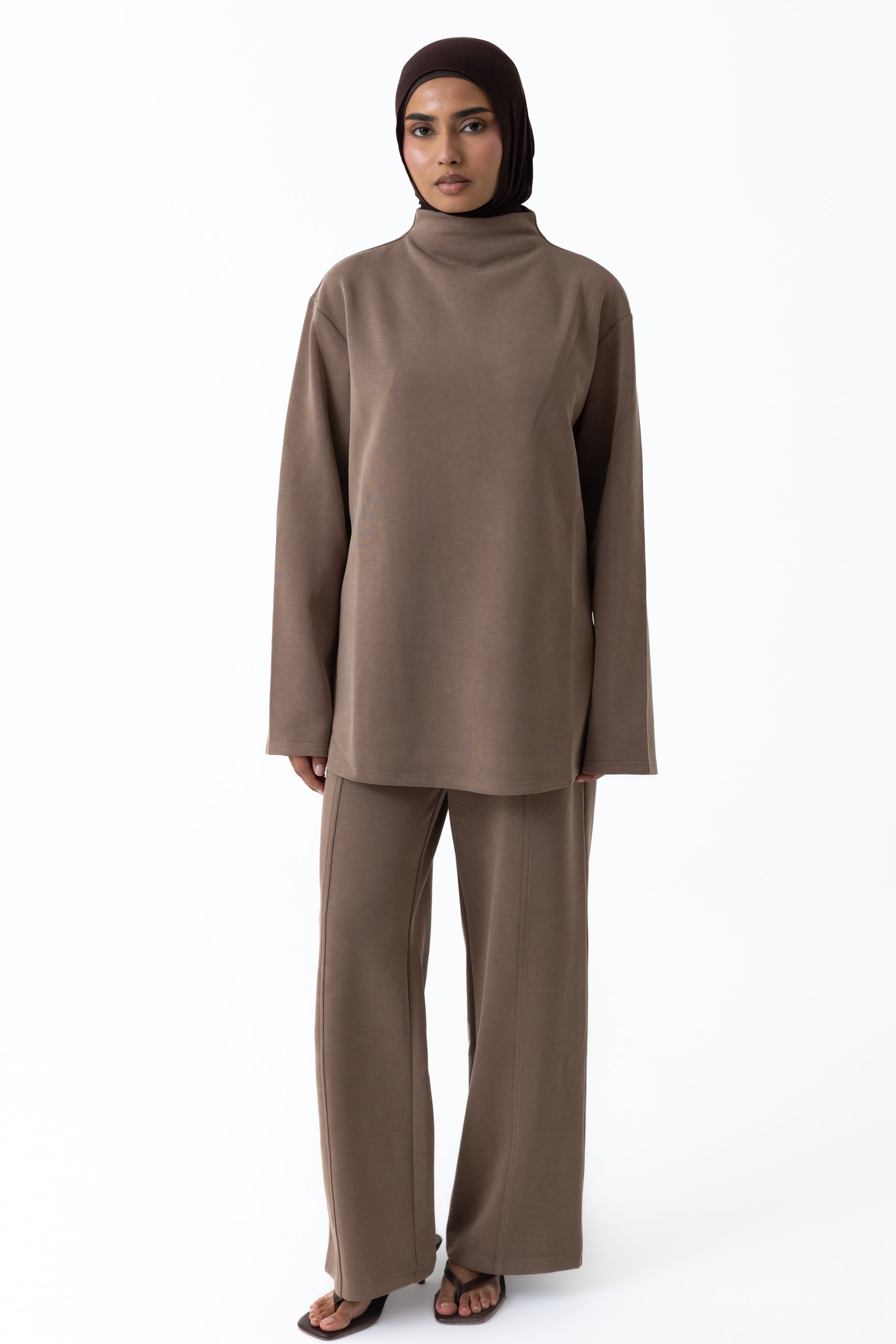 Comfort High Neck Top - Taupe
