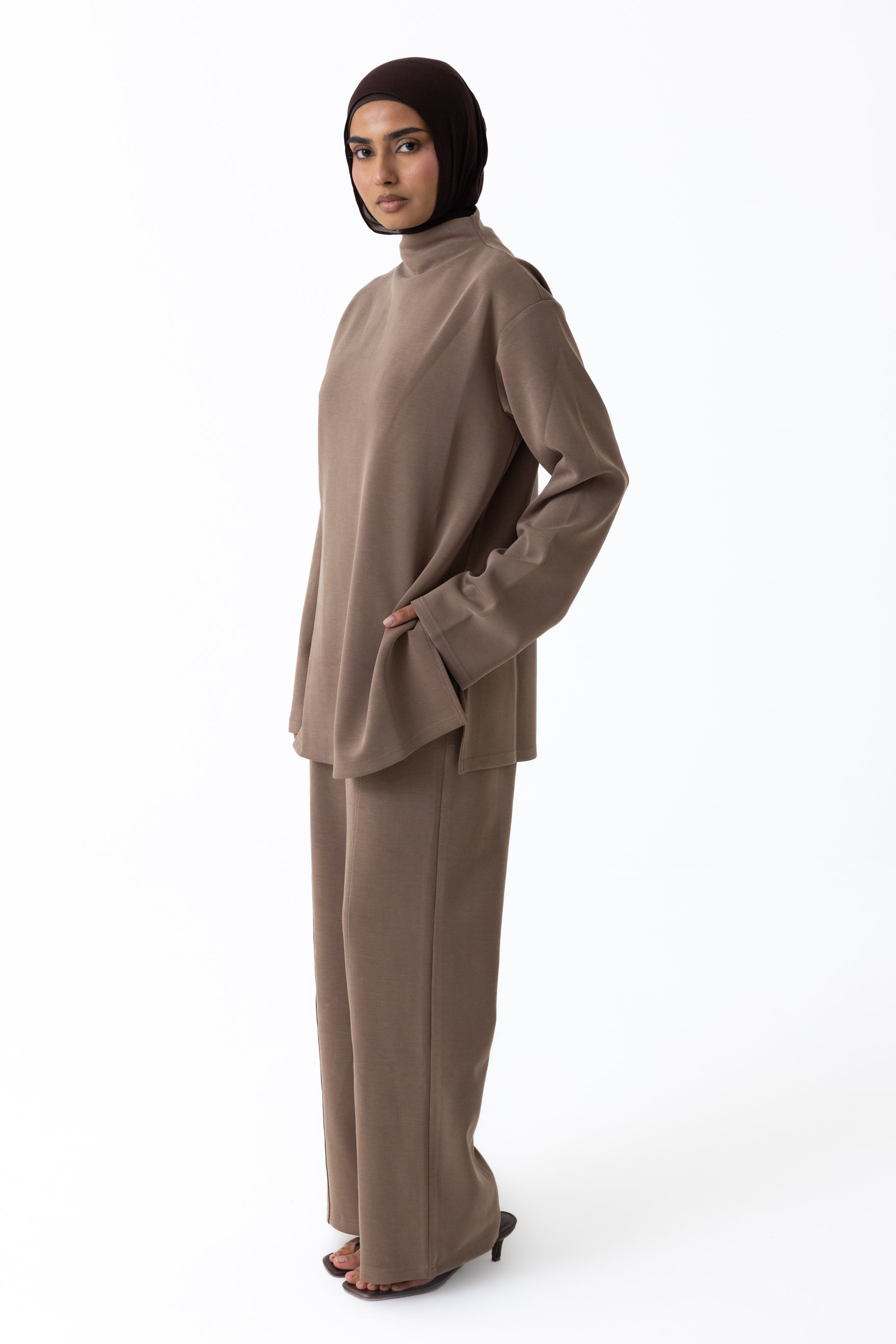 Comfort Wide Leg Pants - Taupe