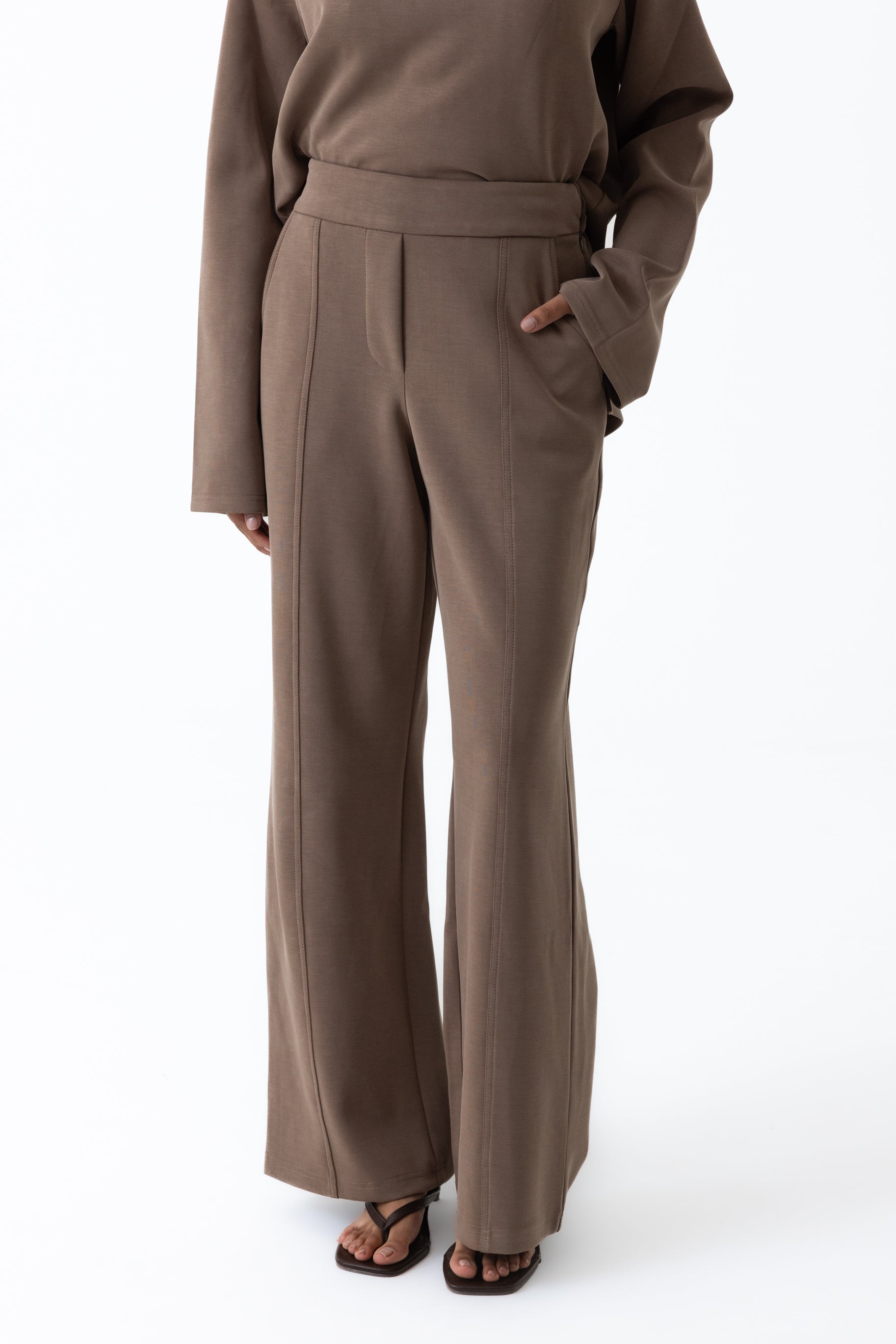 Comfort Wide Leg Pants - Taupe