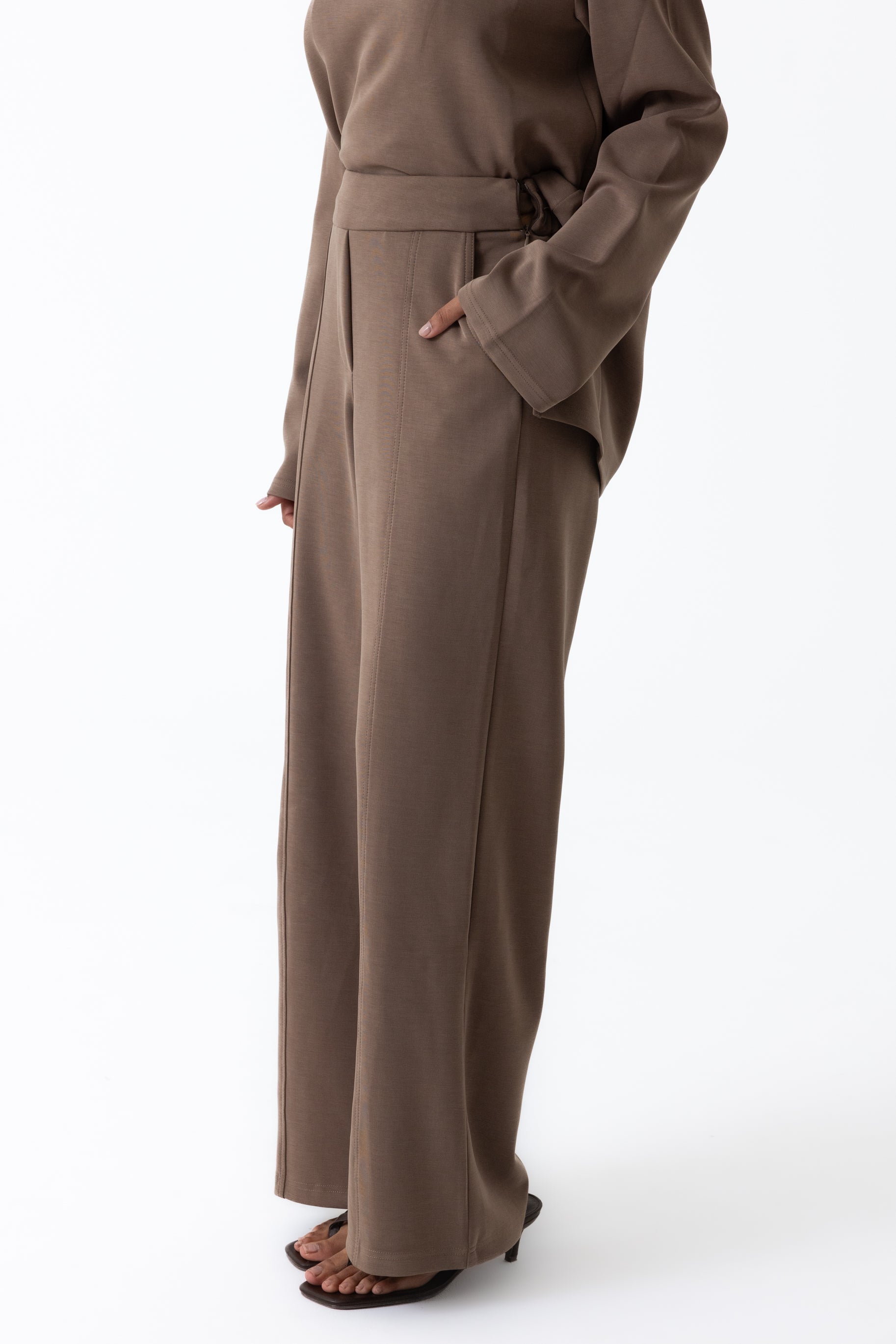 Comfort Wide Leg Pants - Taupe