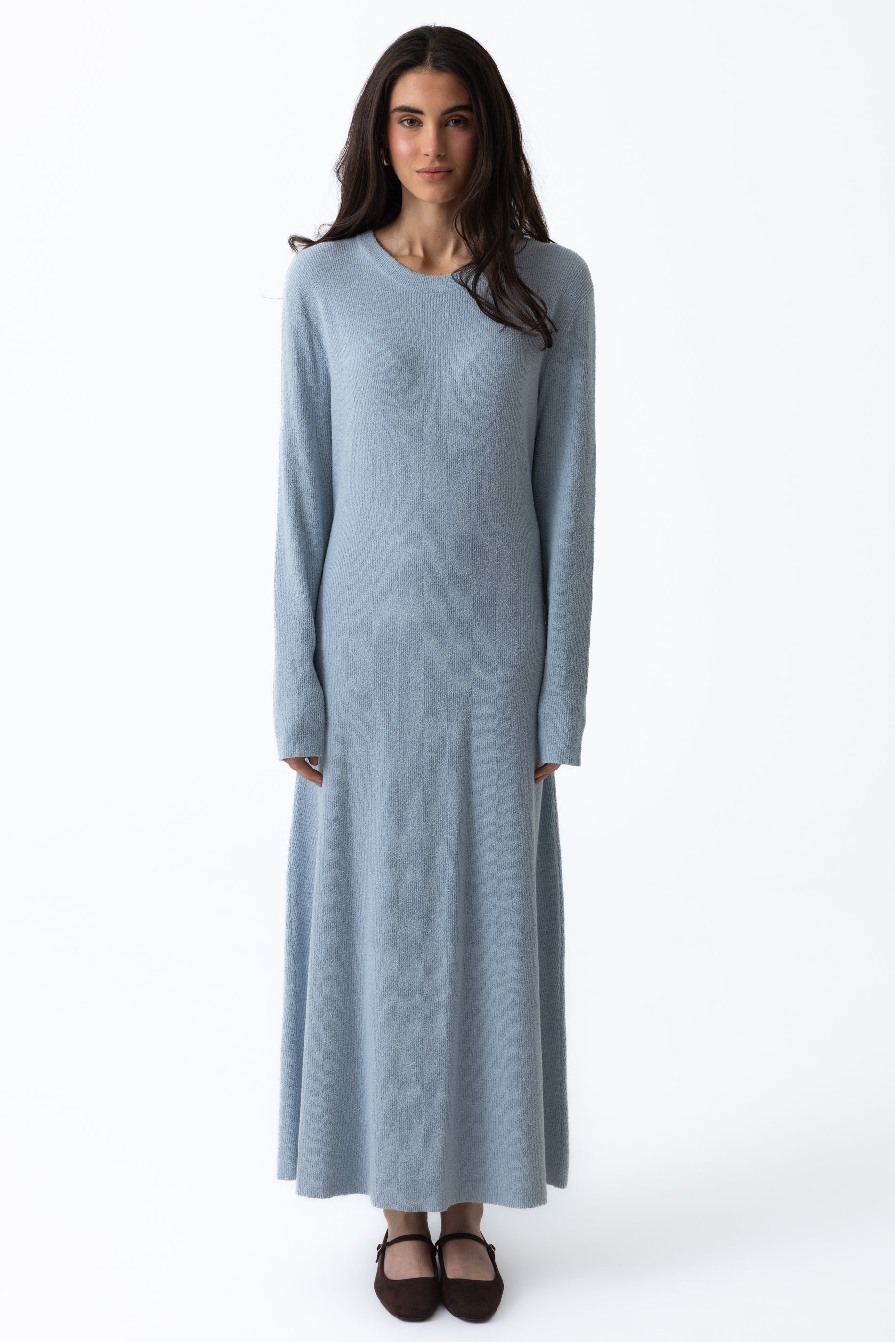 Textured Knit Maxi Dress - Frost Blue