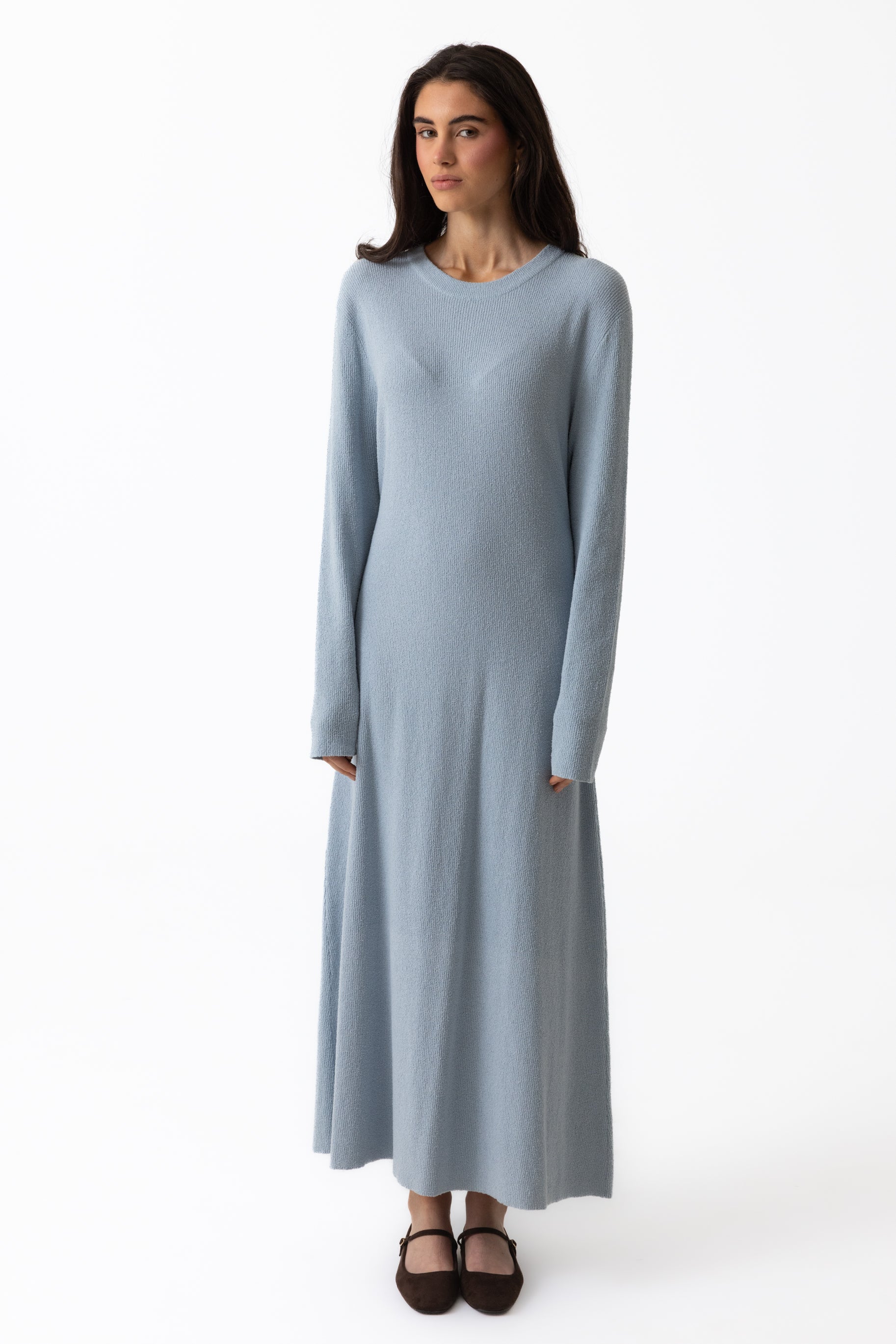 Textured Knit Maxi Dress - Frost Blue