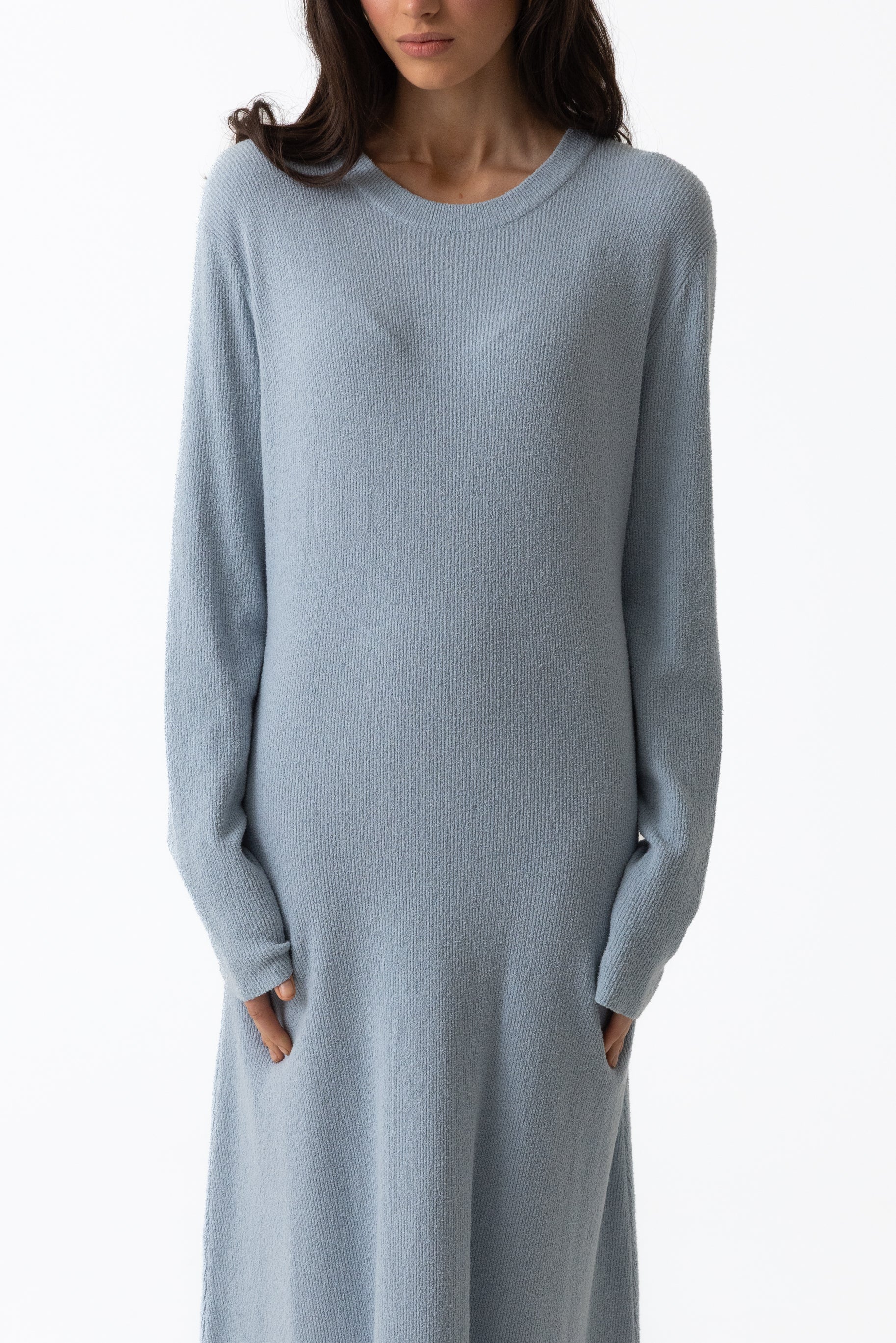 Textured Knit Maxi Dress - Frost Blue
