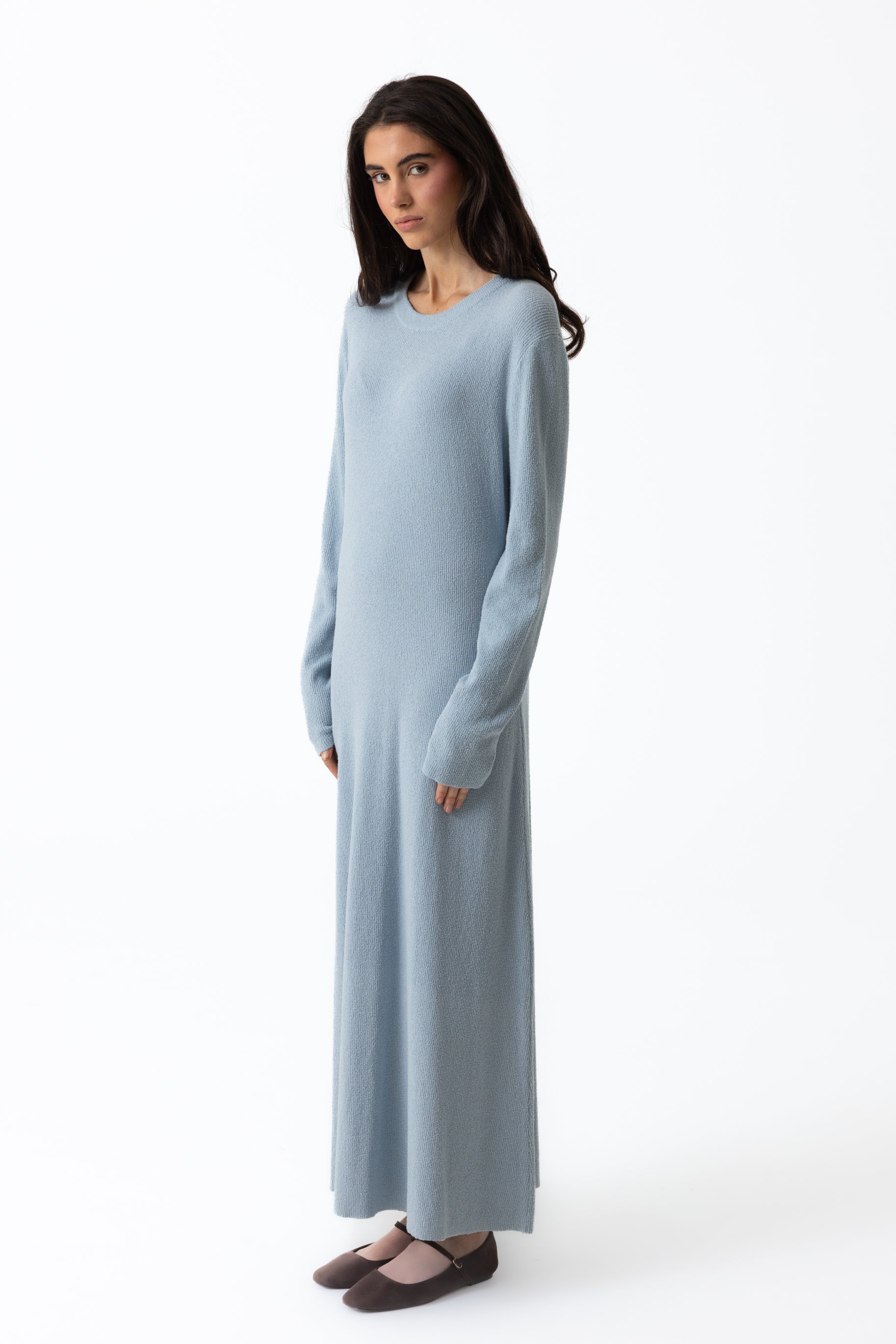 Textured Knit Maxi Dress - Frost Blue