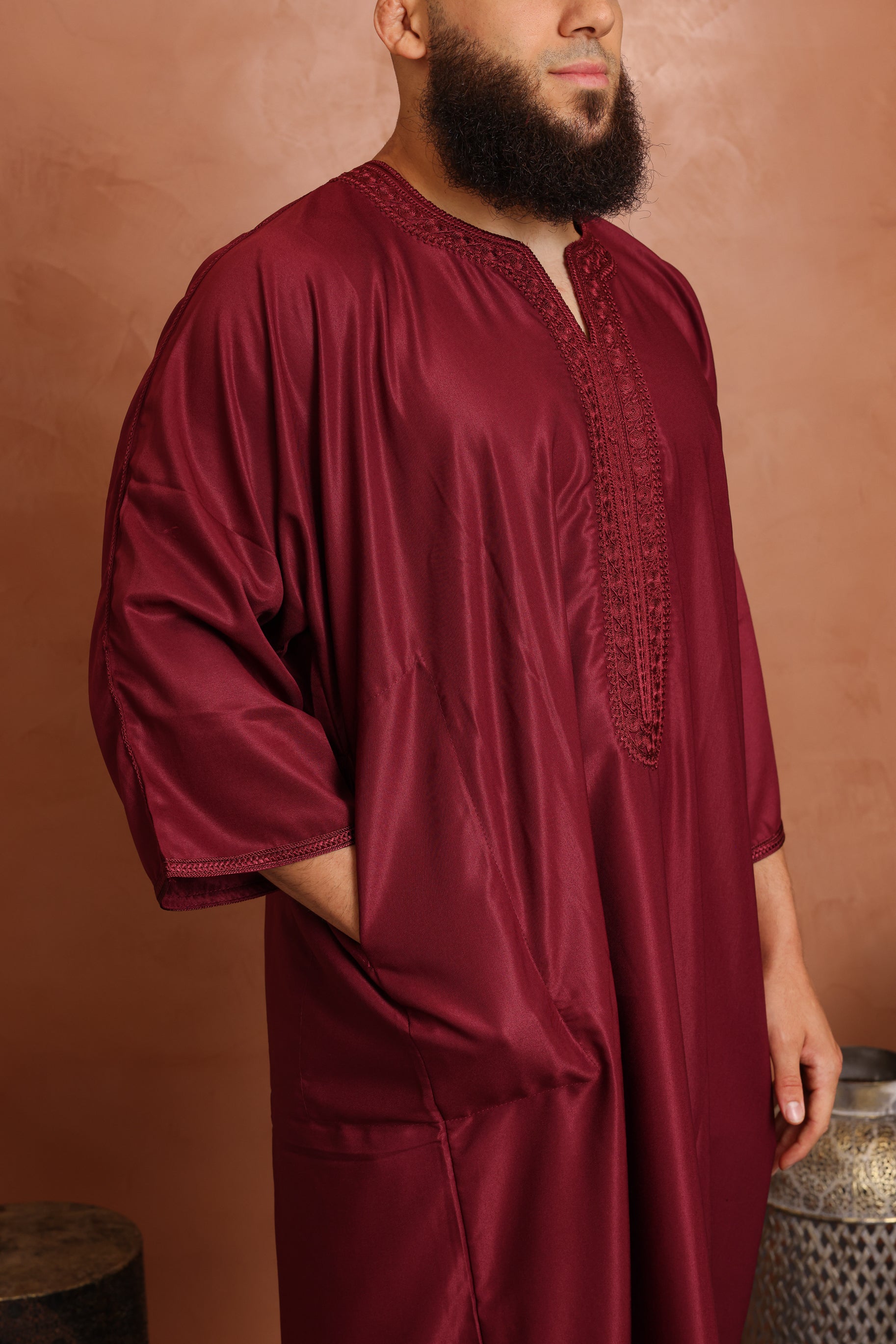 Gabardine Moroccan Thobe - 15 Maroon
