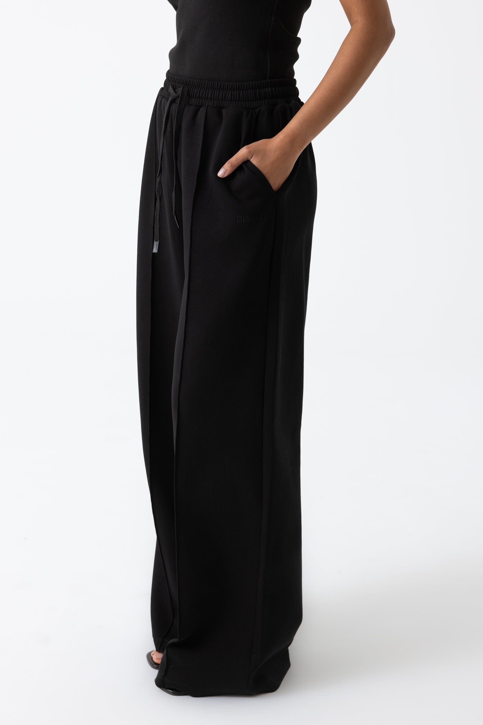 Refined Cotton Track Pants - Black
