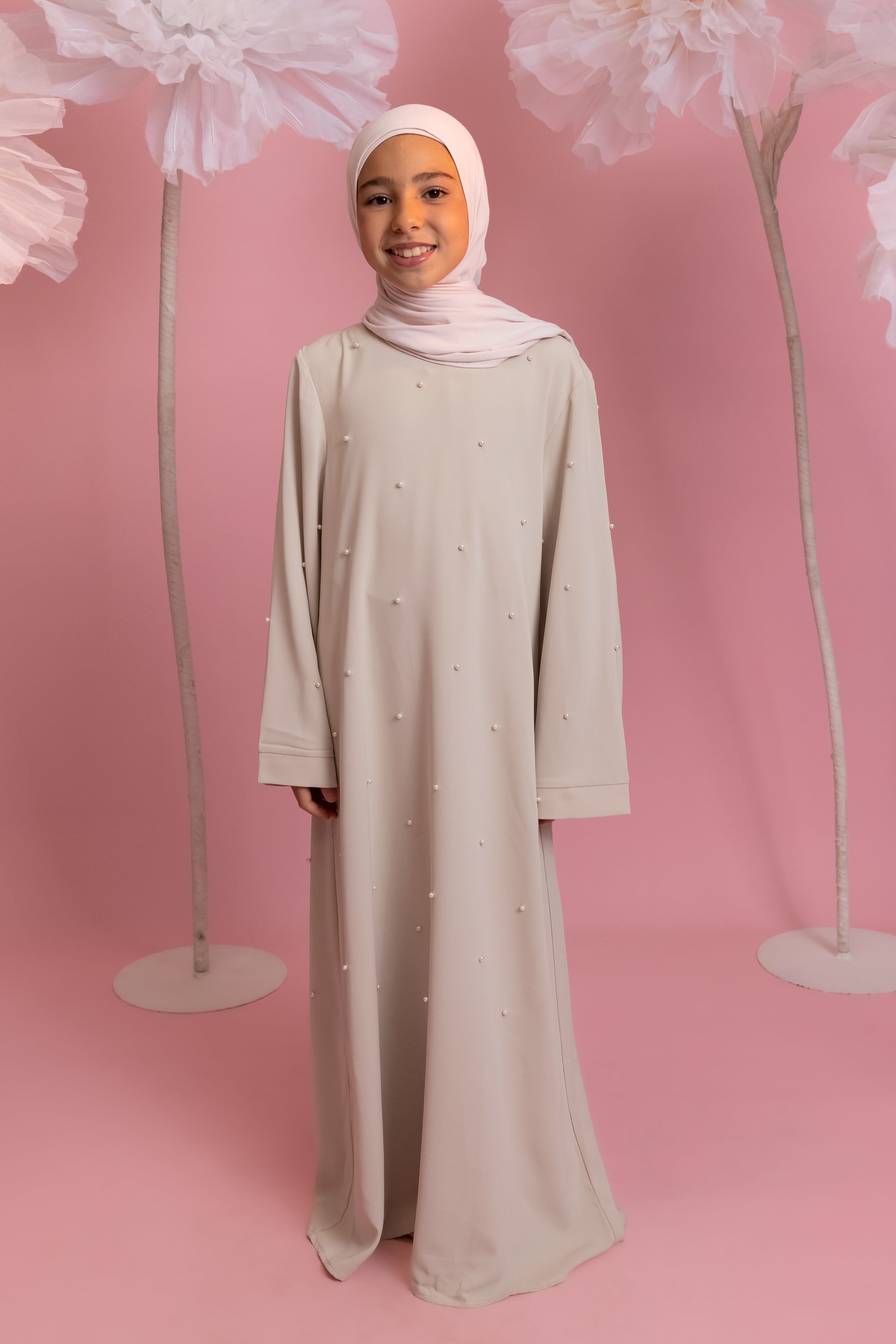 Mini Pearl Abaya - Stone