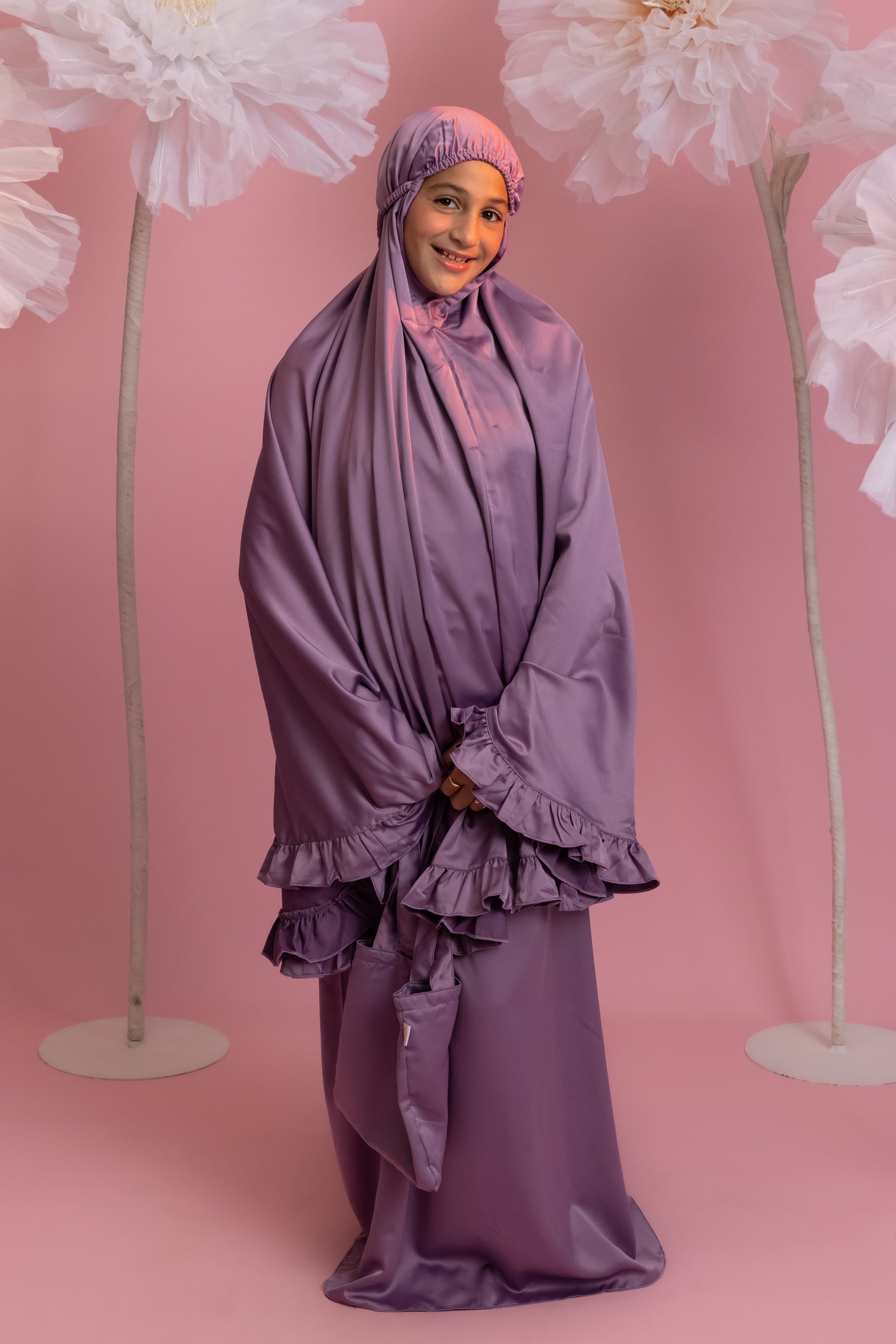 Girls Iman Plain Prayer Set - Purple