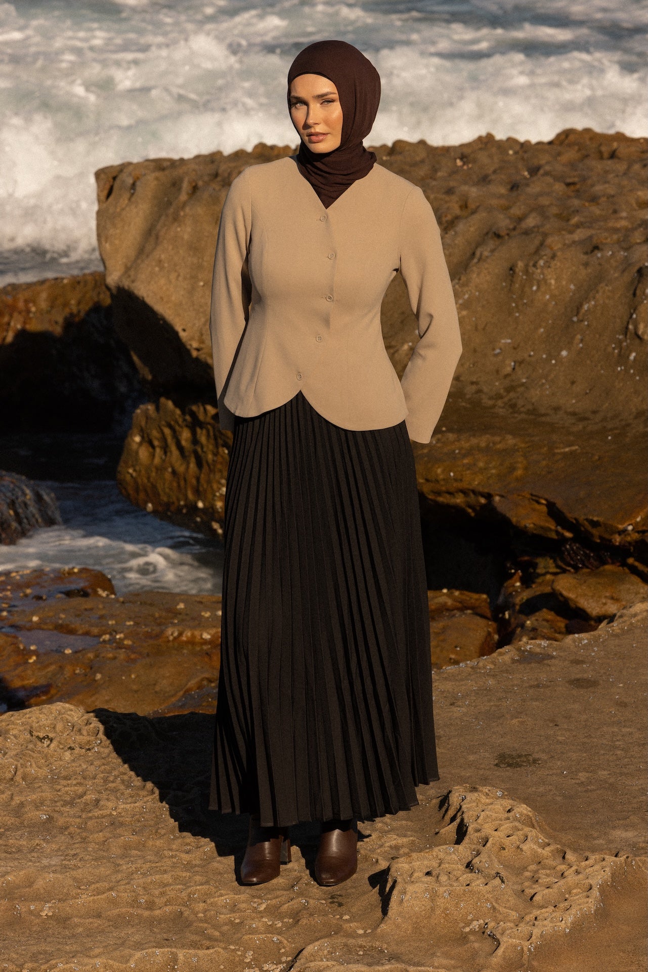 Celine Curved Jacket - Pebble