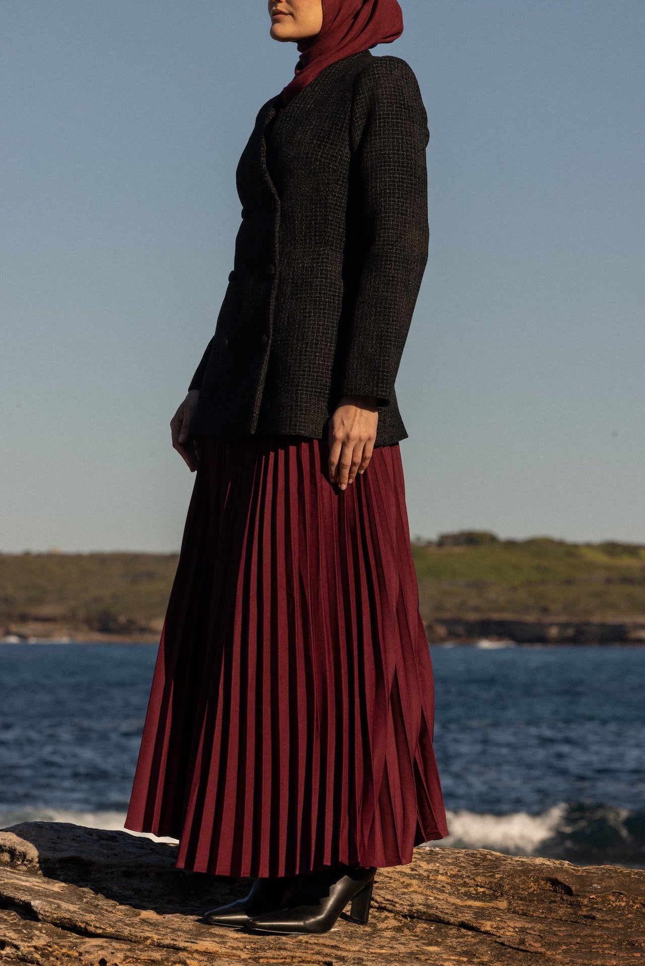 Pleated Maxi Skirt - Mulberry