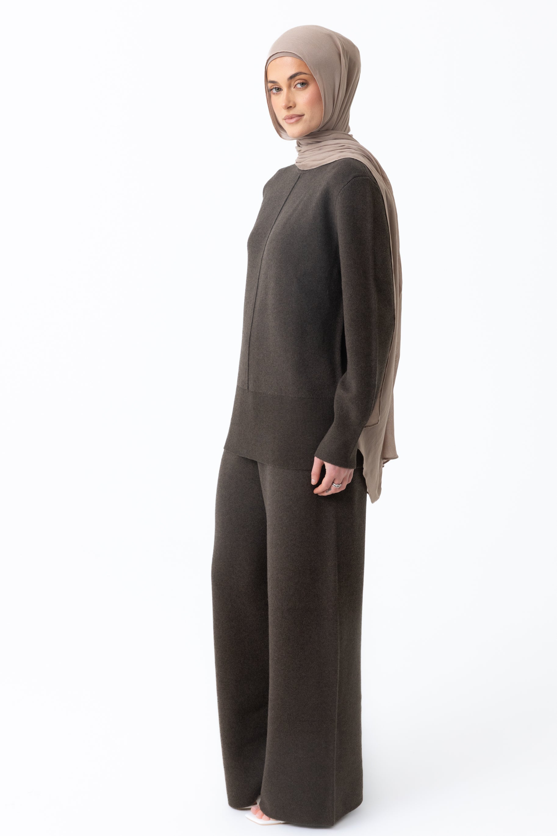 Renee Knit Wide Leg Pants - Sable Brown