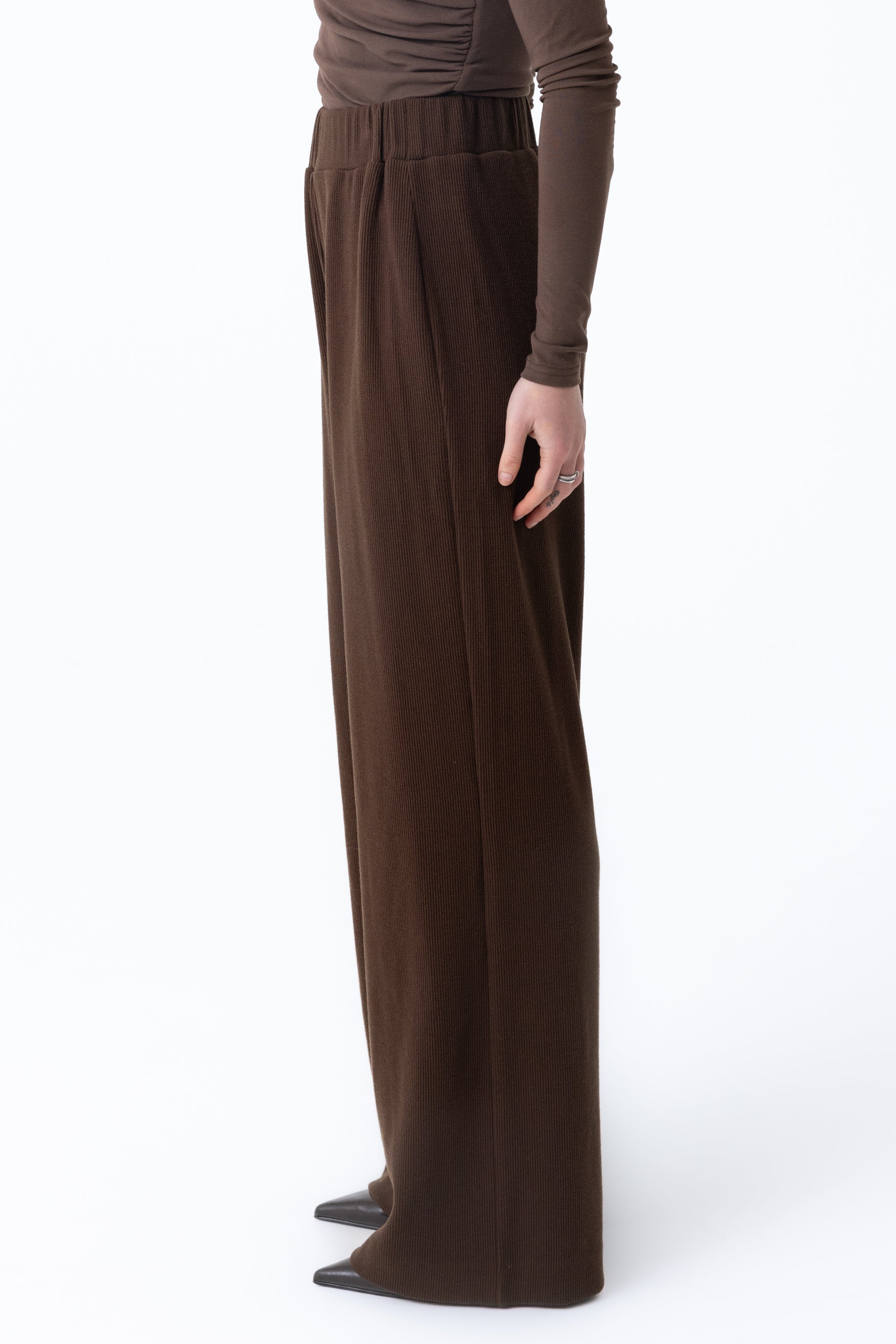 Rib Knit Pants - Coffee