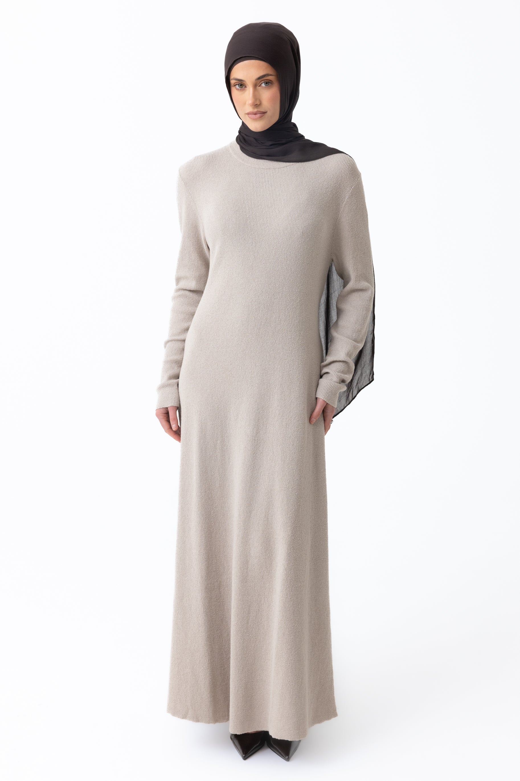 Textured Knit Maxi Dress - Pale Oak