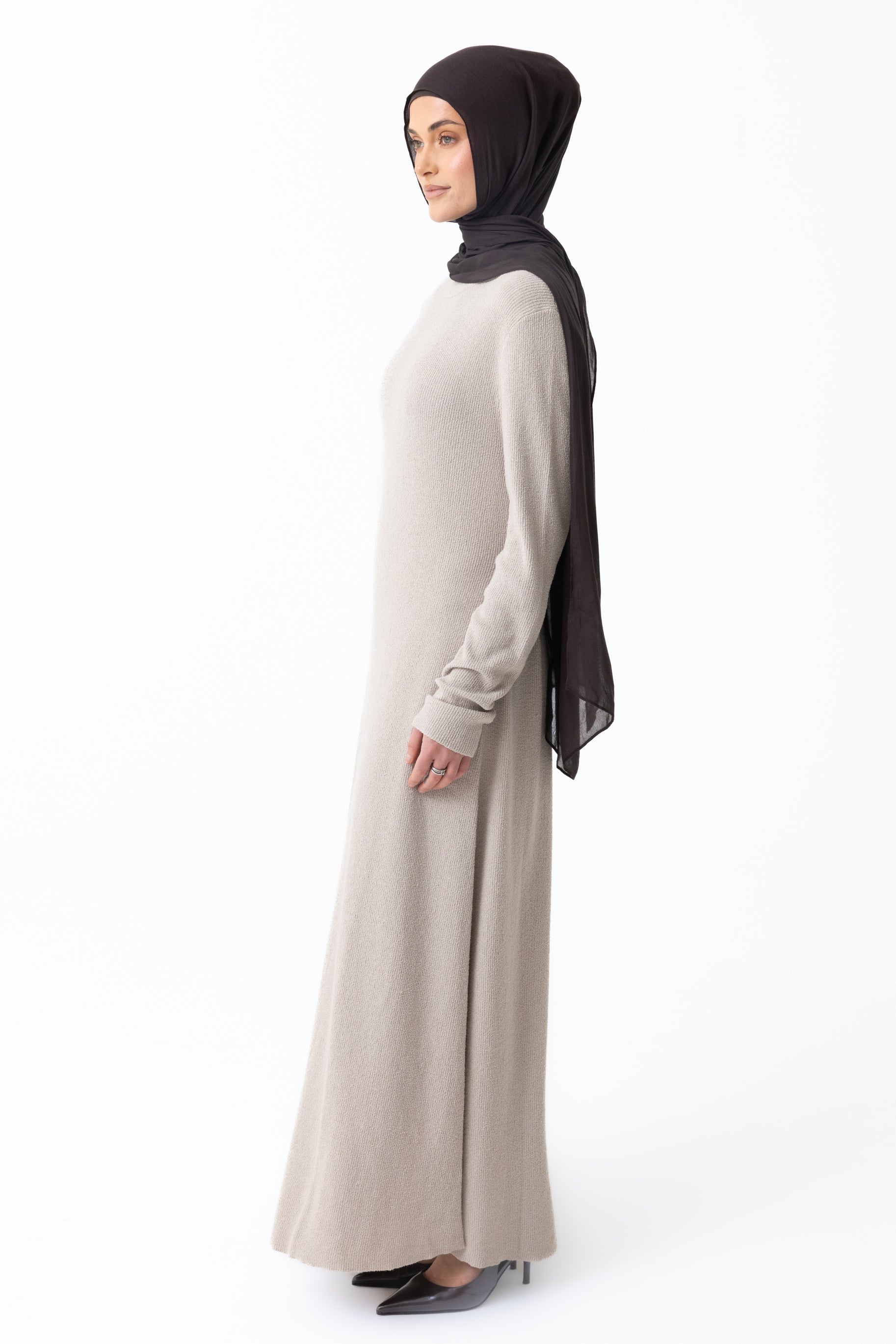 Textured Knit Maxi Dress - Pale Oak
