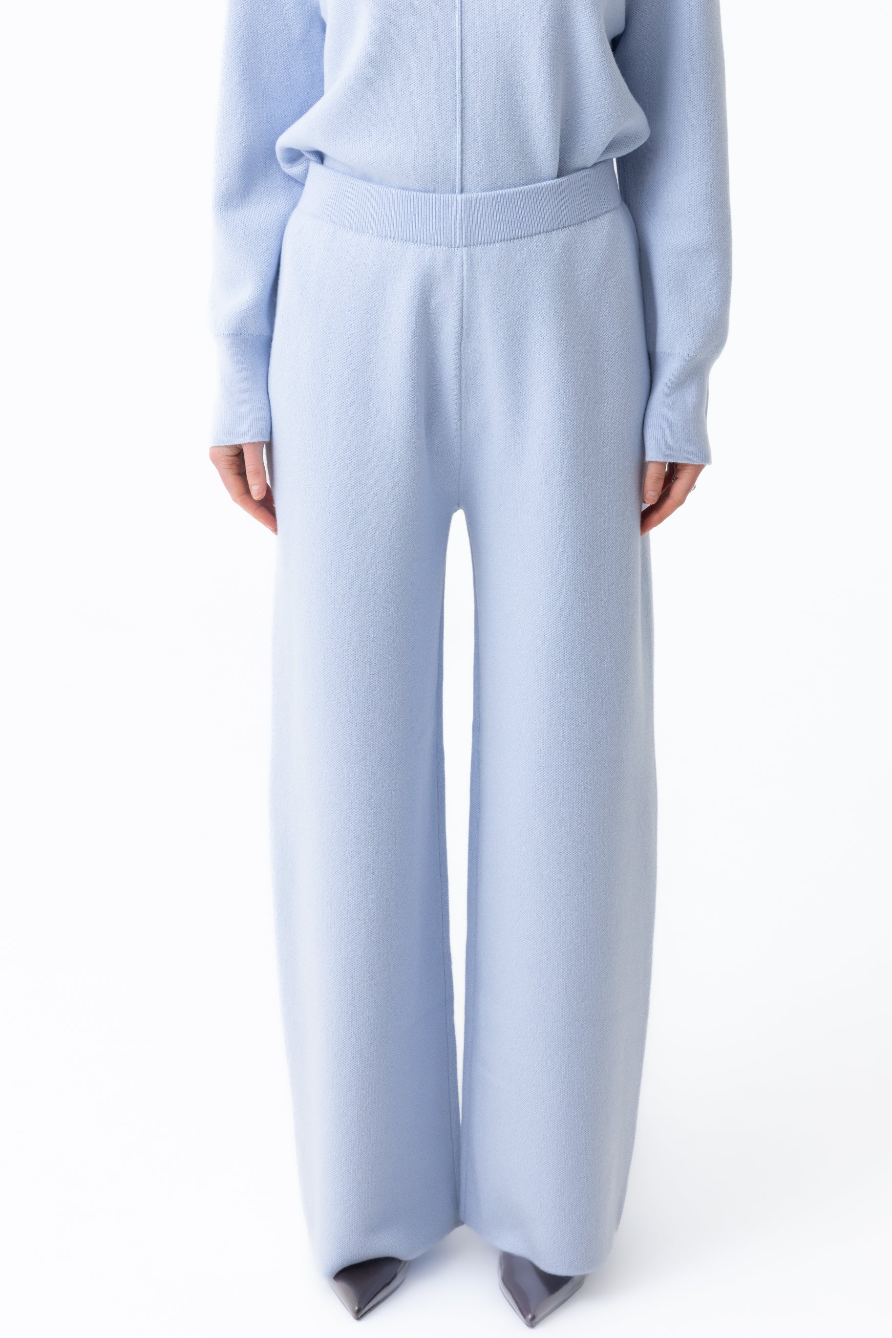 Renee Knit Wide Leg Pants - Frost Blue