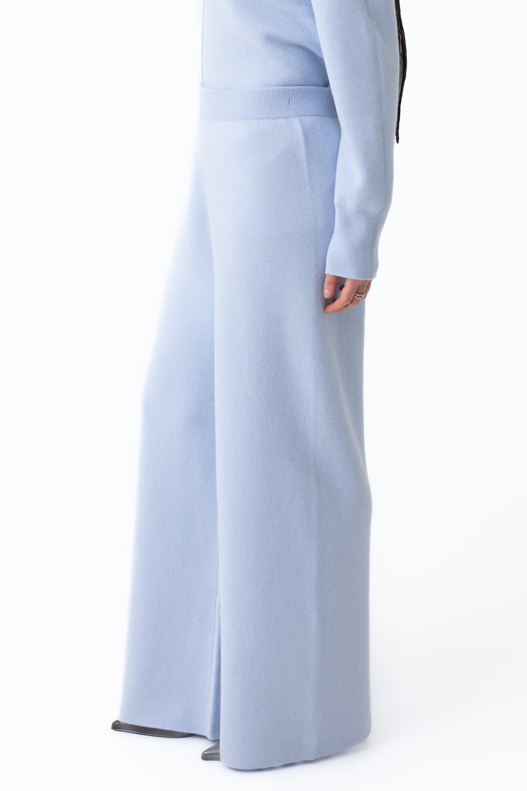Renee Knit Wide Leg Pants - Frost Blue