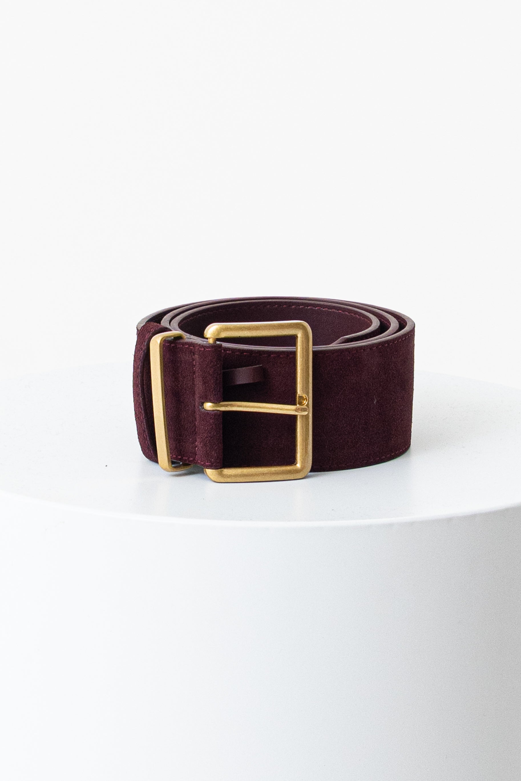Suede Wide Buckle Belt - Mulberry