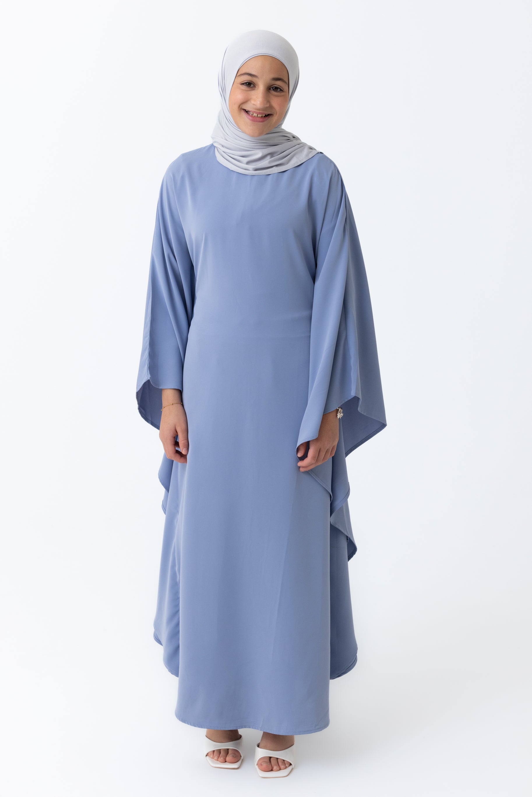 Mini Crepe Batwing Abaya - Blue