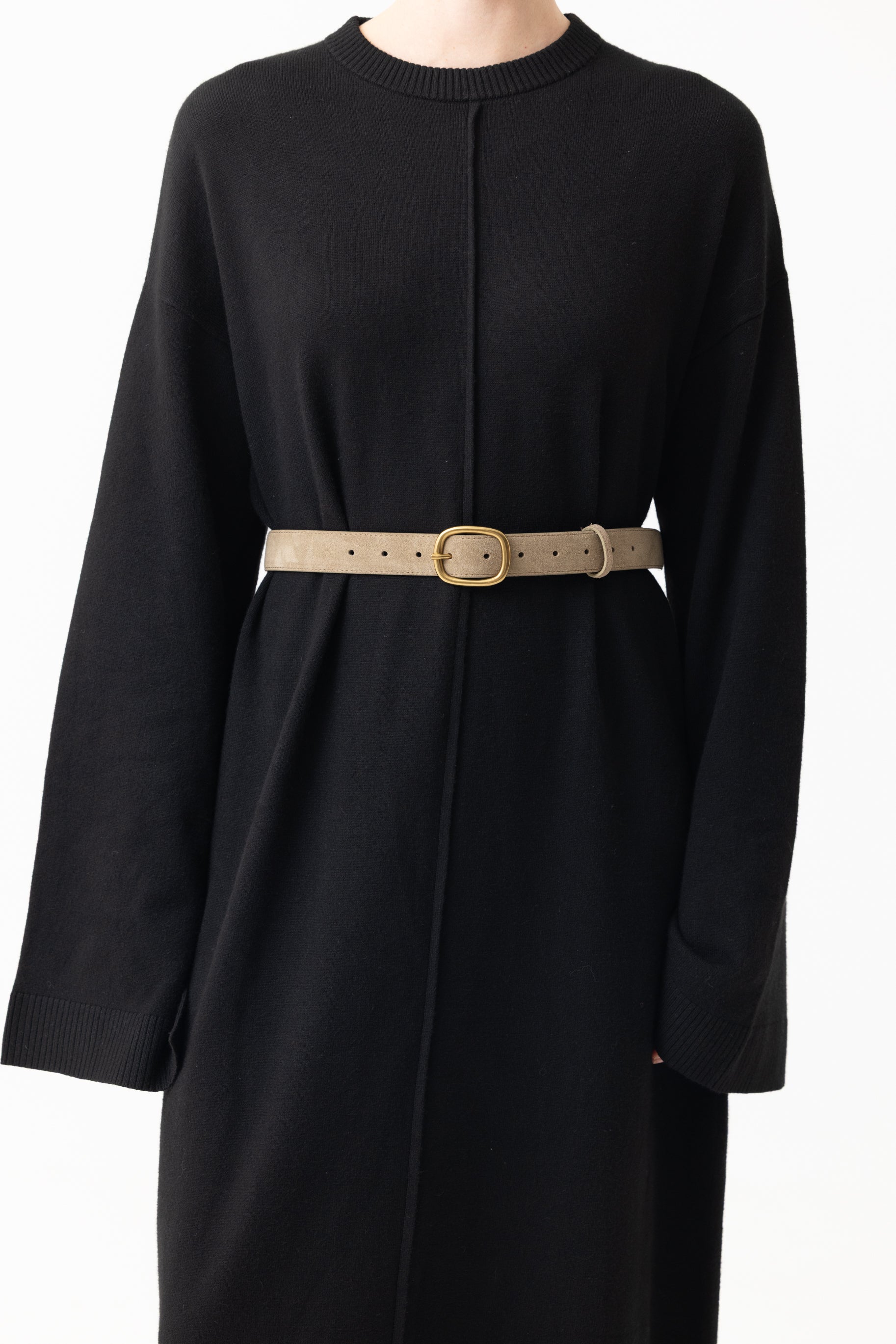 Suede Thin Buckle Belt - Taupe