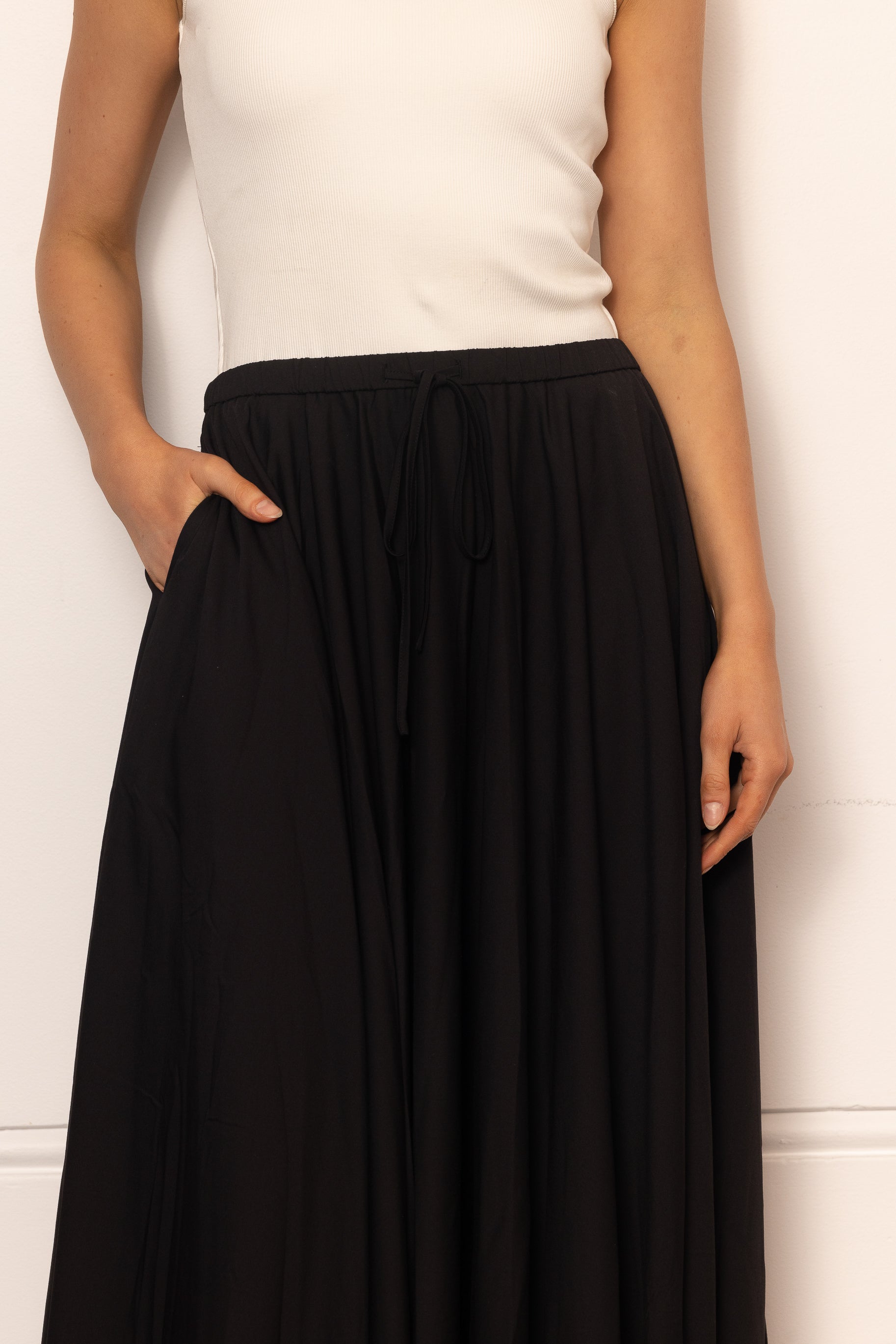 Azrina Drawstring Skirt - Black