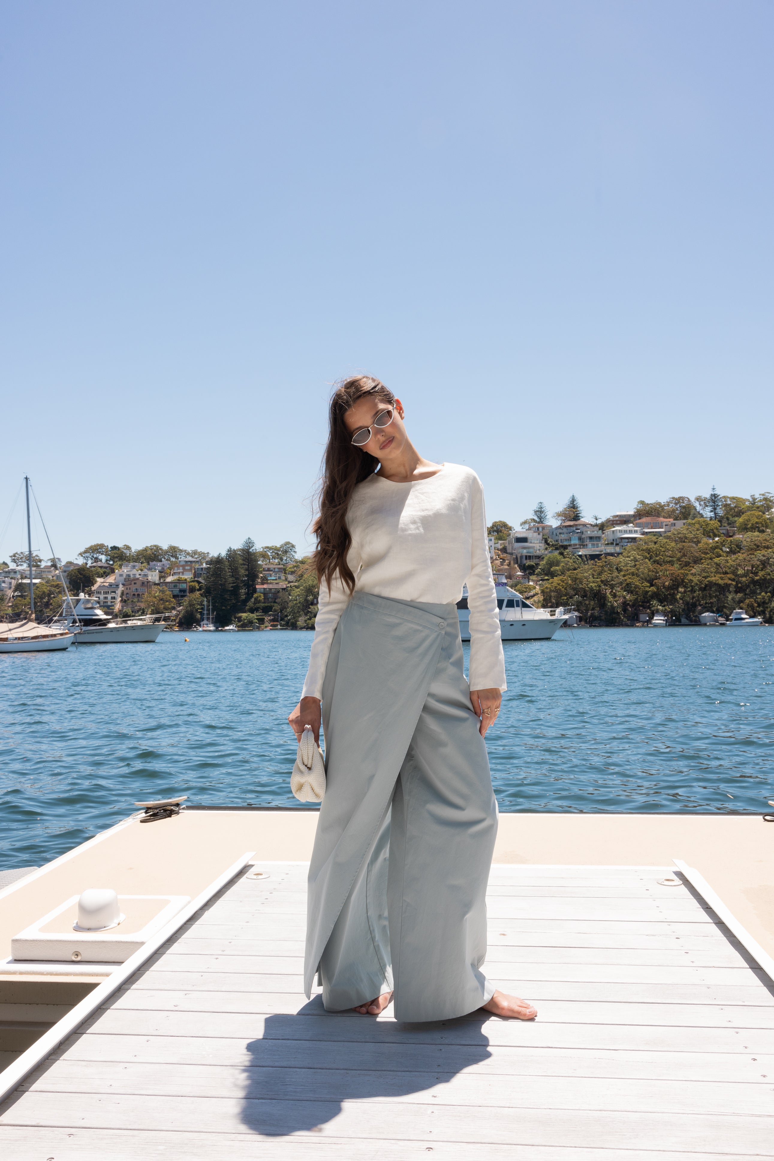 Kaira Wrap Pants - Powder Blue