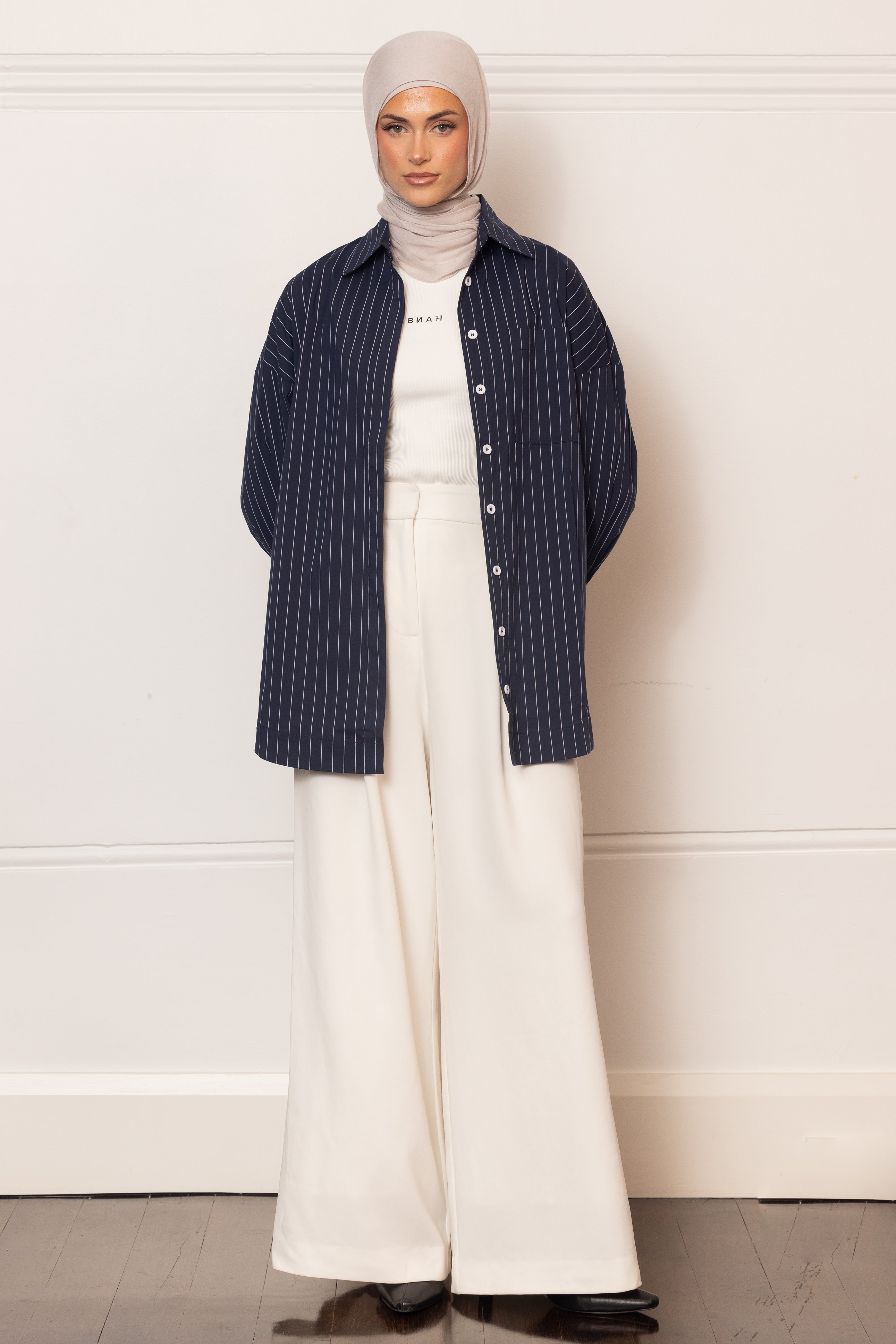The Ayah Shirt - Navy Pinstripe