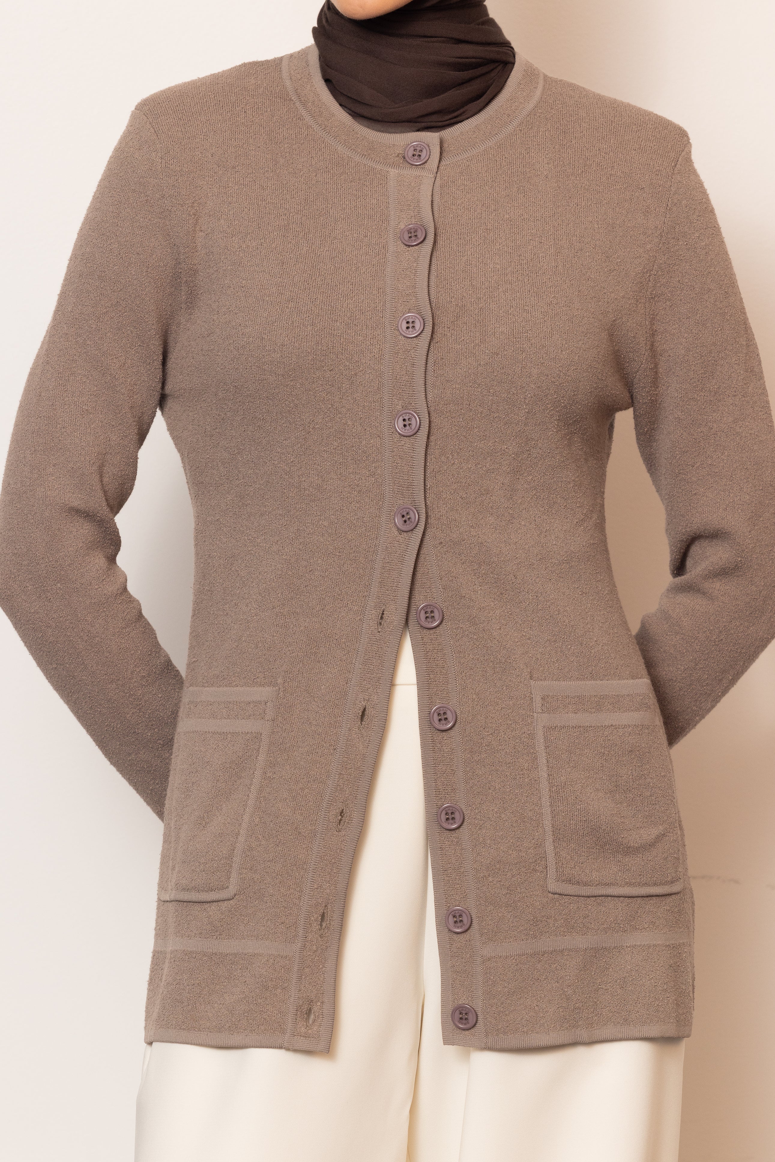 Batul Boucle Cardigan - Taupe