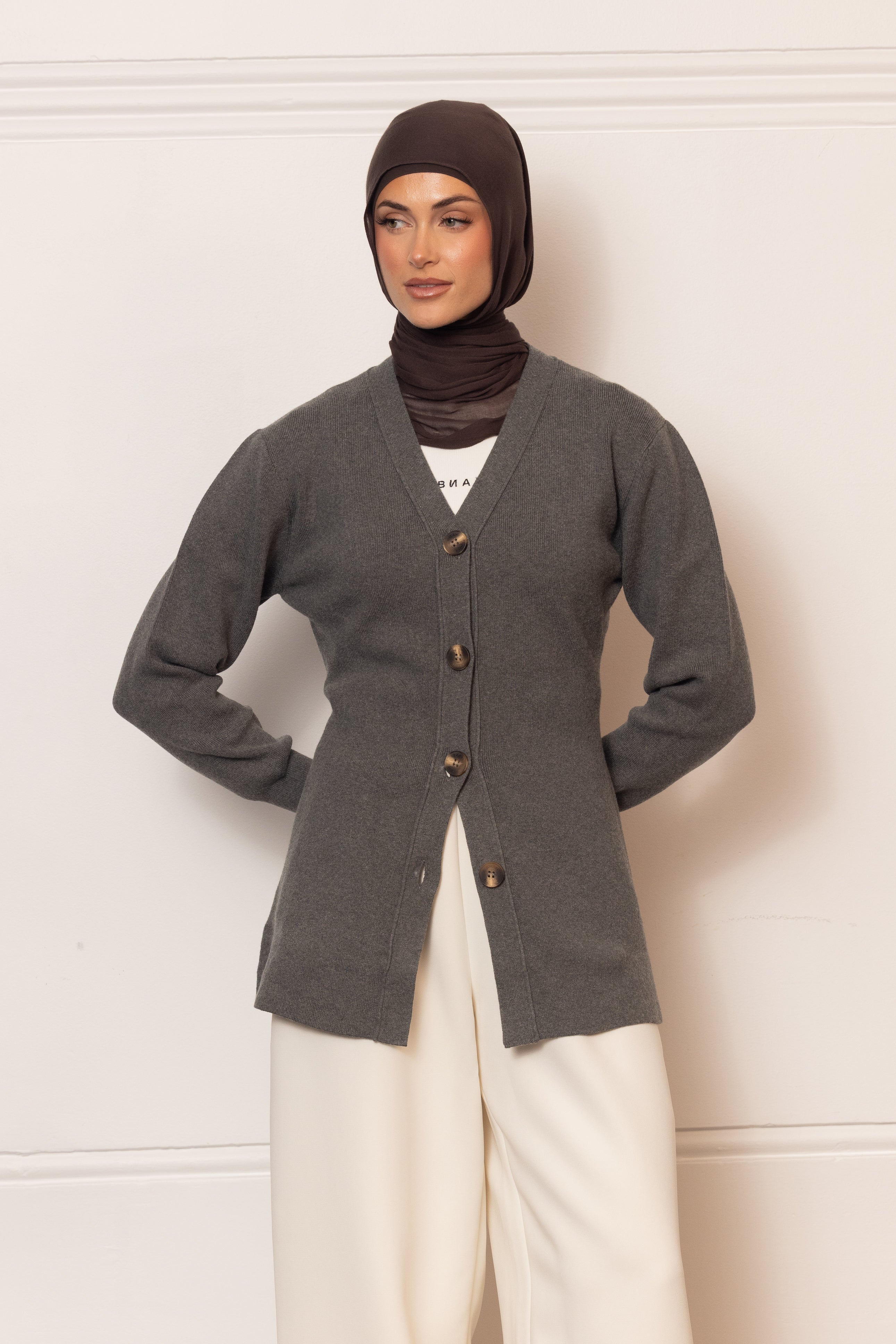 Sarah Knit Cardigan - Charcoal