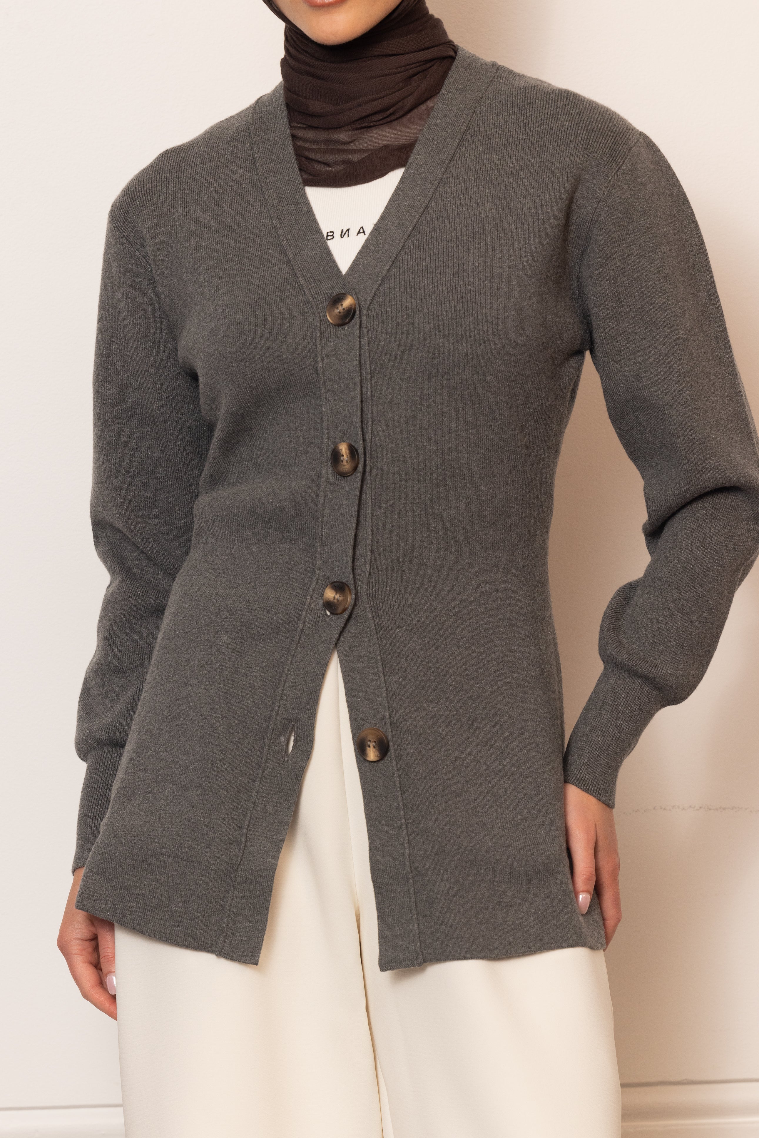 Sarah Knit Cardigan - Charcoal