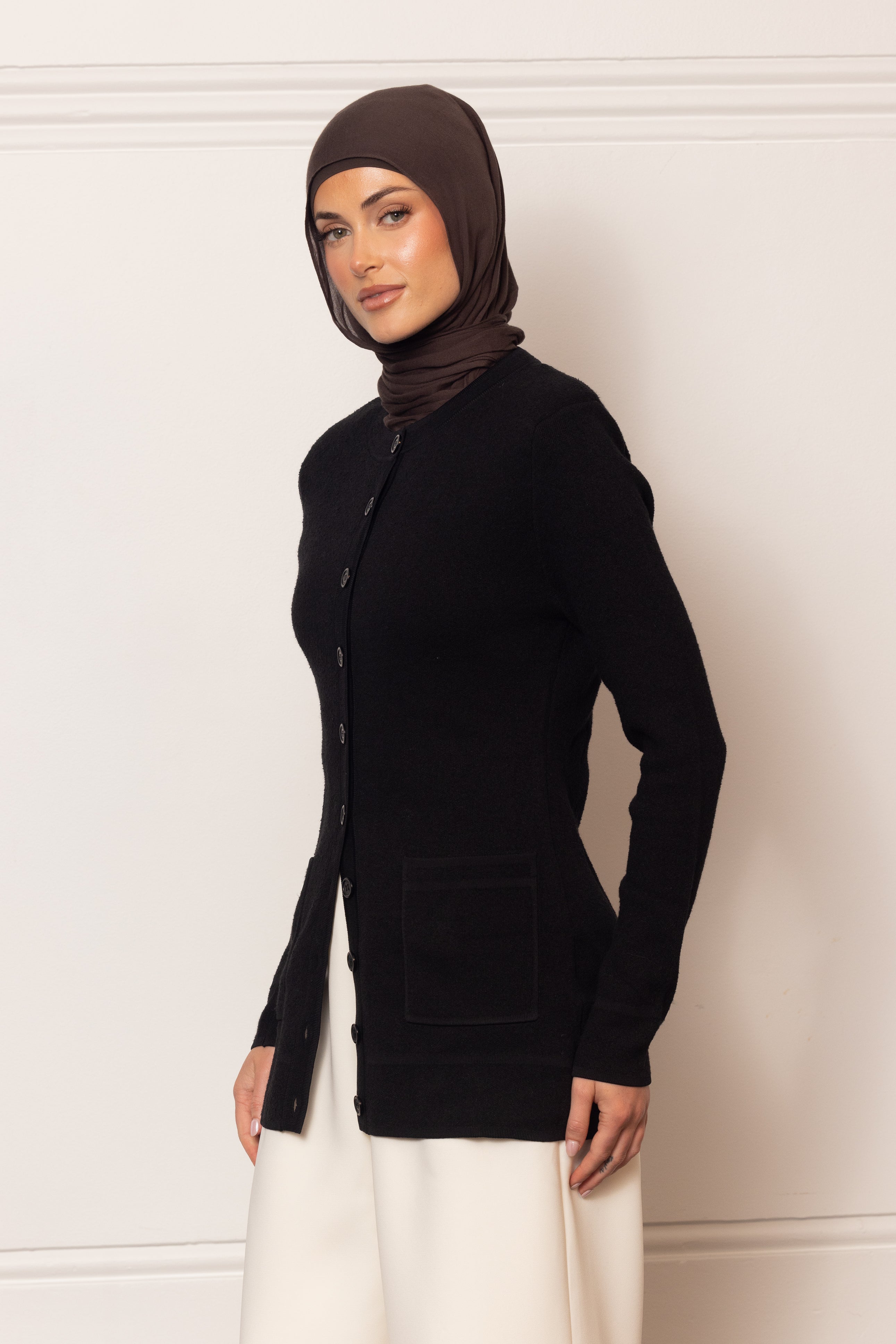 Batul Boucle Cardigan - Black