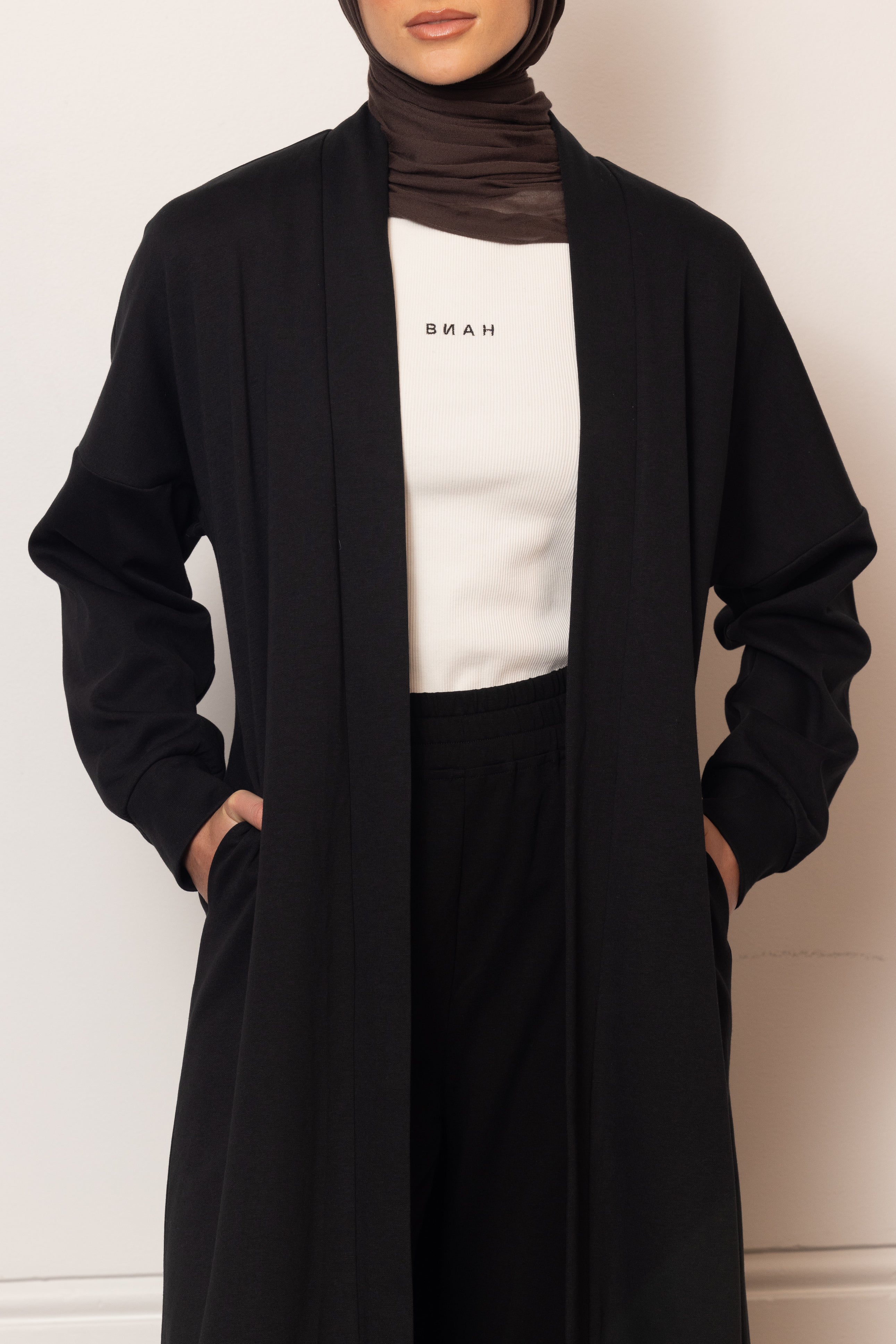Everyday Winter Open Abaya - Black