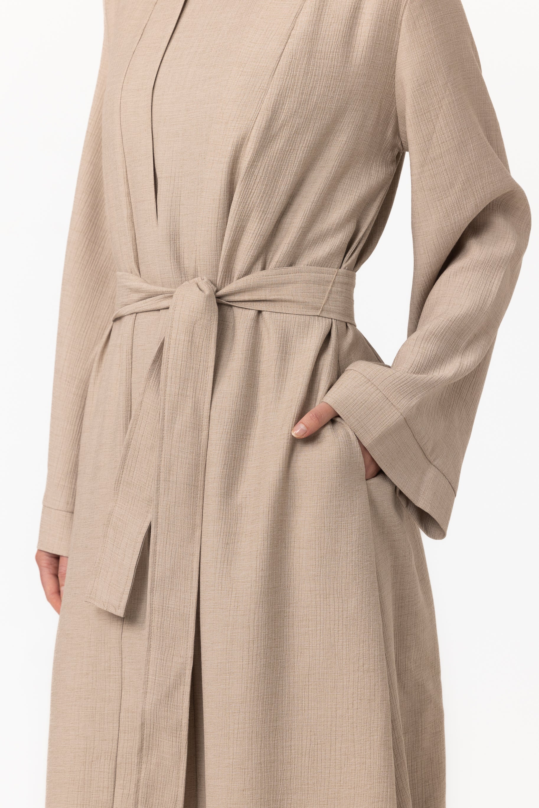 Leen Open Abaya Set - Taupe