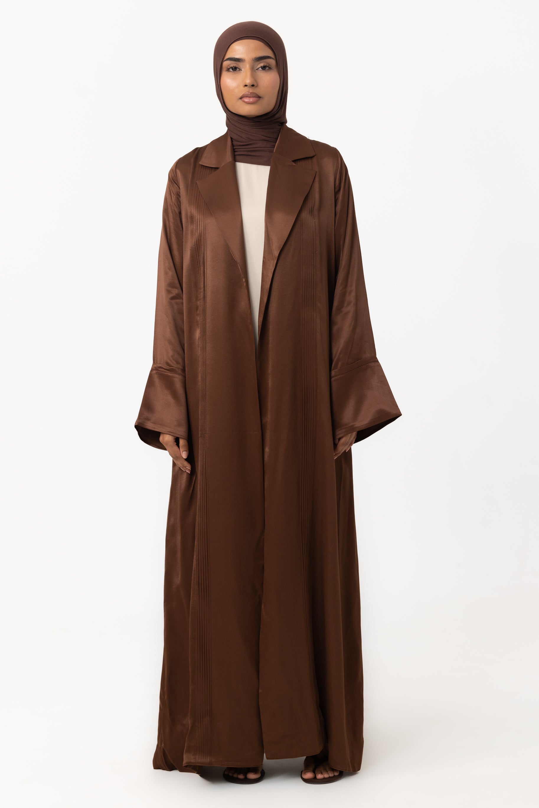 Sasha Satin Open Abaya - Copper