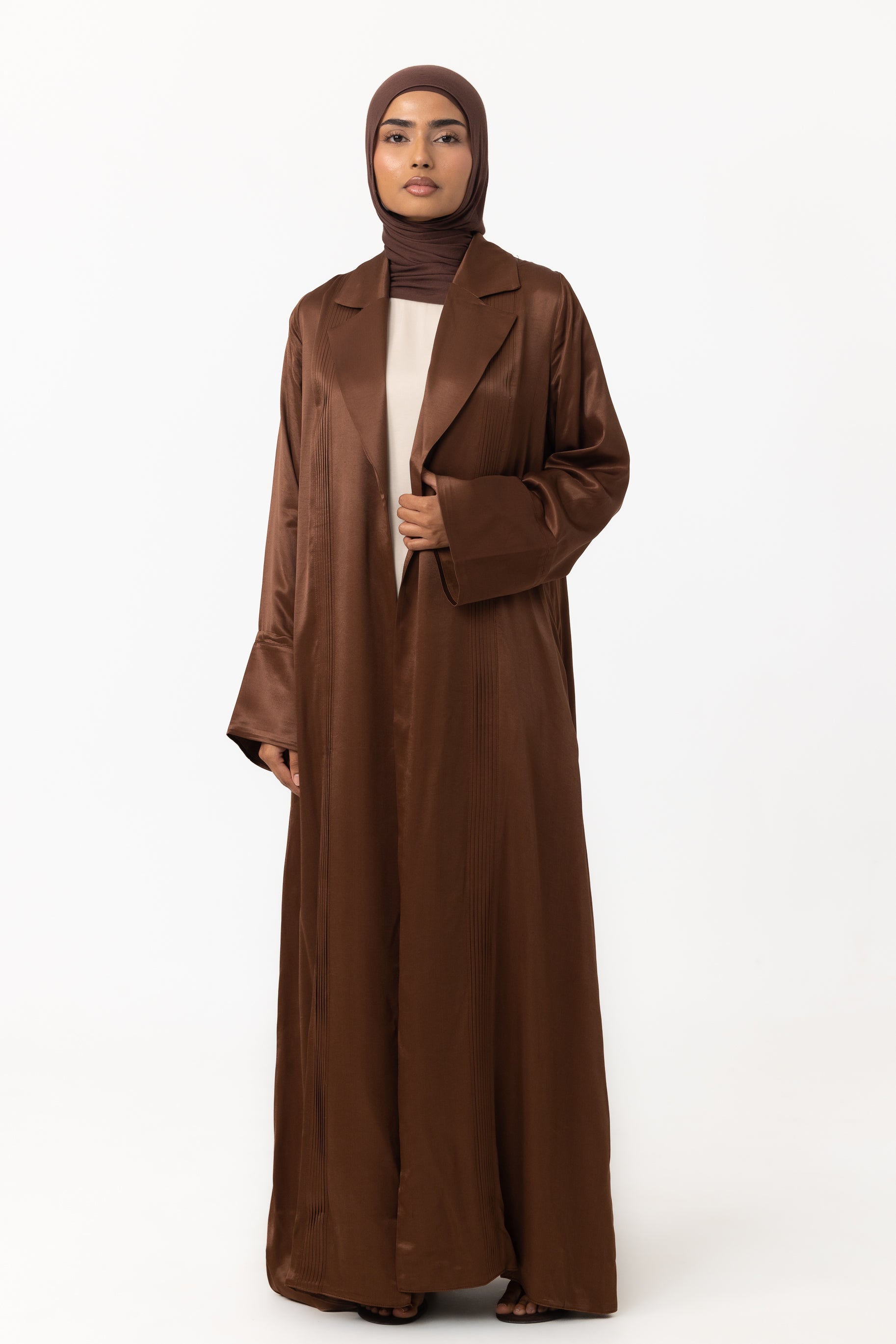 Sasha Satin Open Abaya - Copper