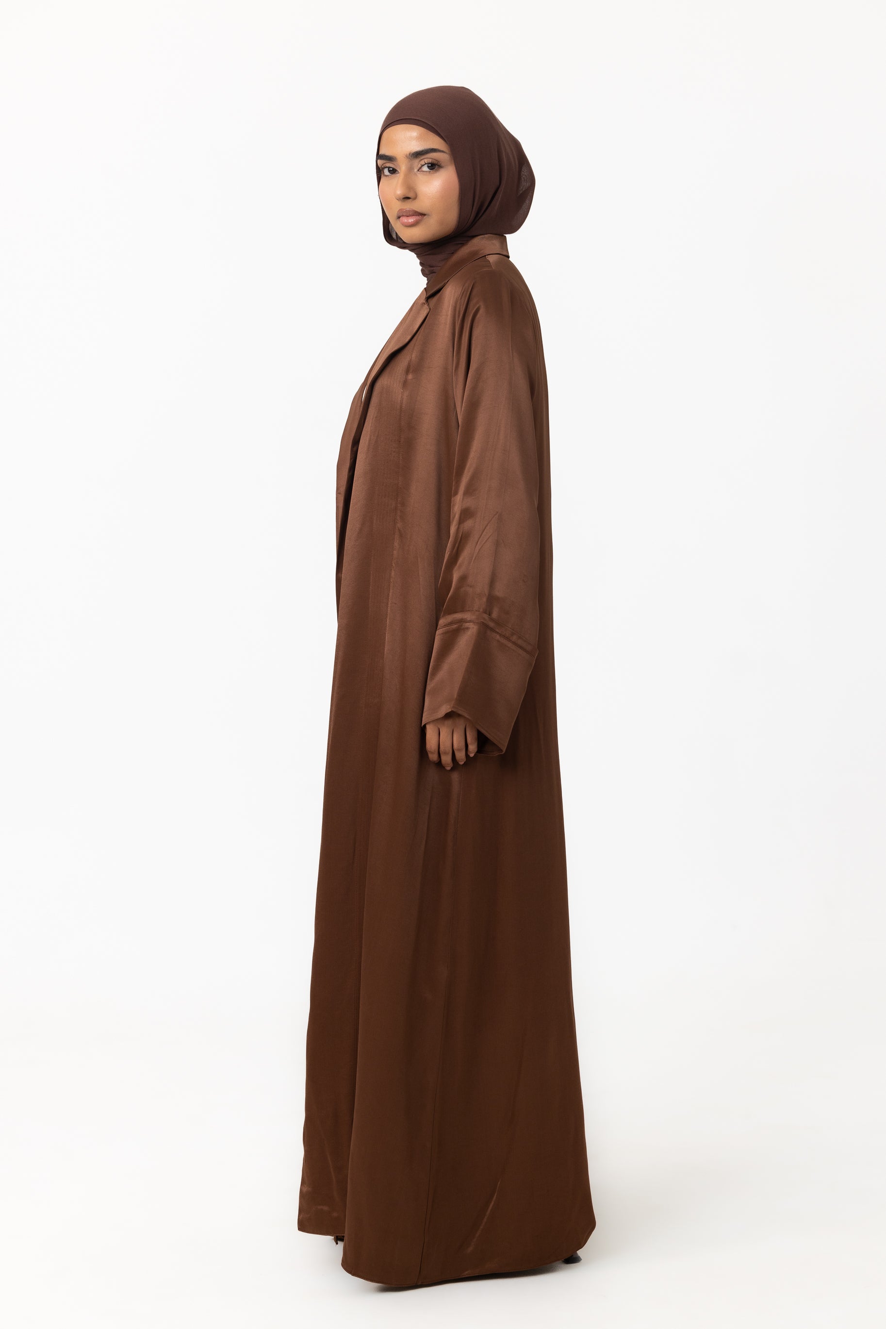 Sasha Satin Open Abaya - Copper