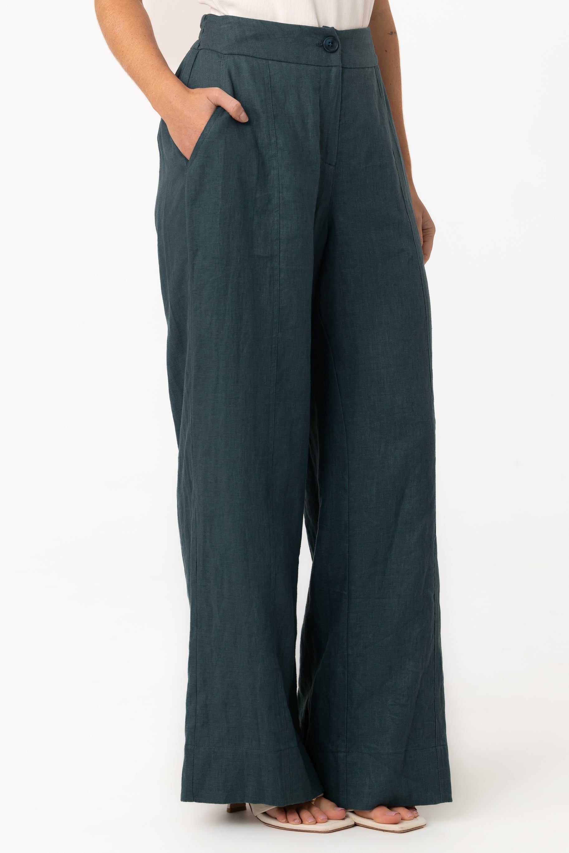 Anaya Wide Leg Pants - Teal
