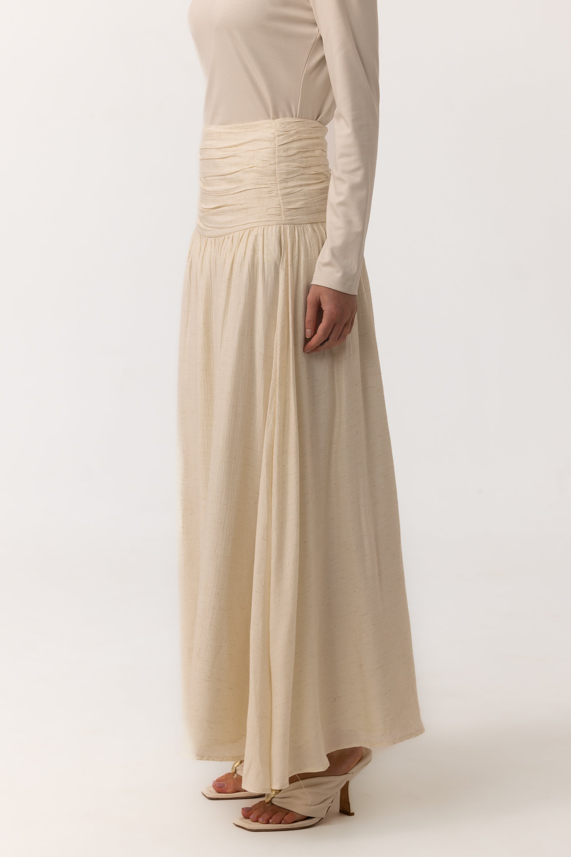 Noelle Ruched Skirt - Pearl