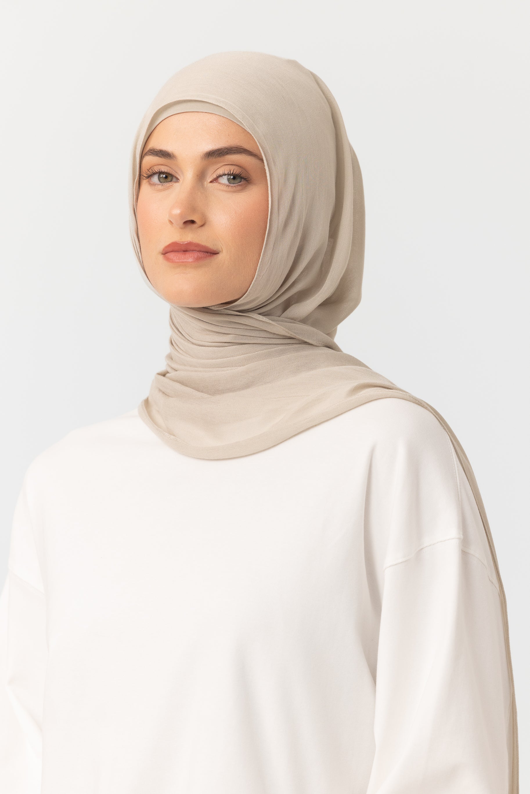 Single Stitched Modal Hijab Set - Pebble