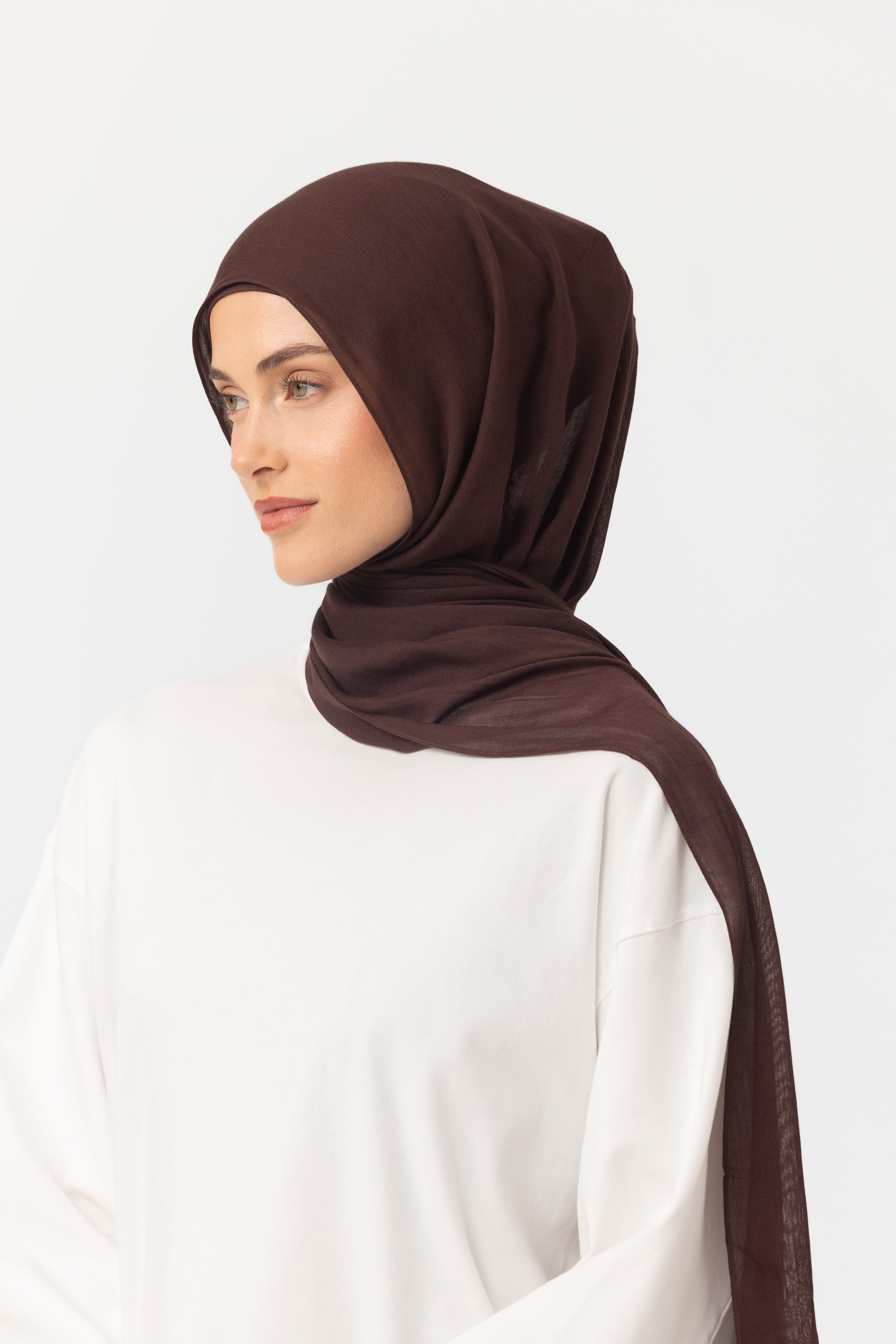 Single Stitched Modal Hijab Set - Chocolate