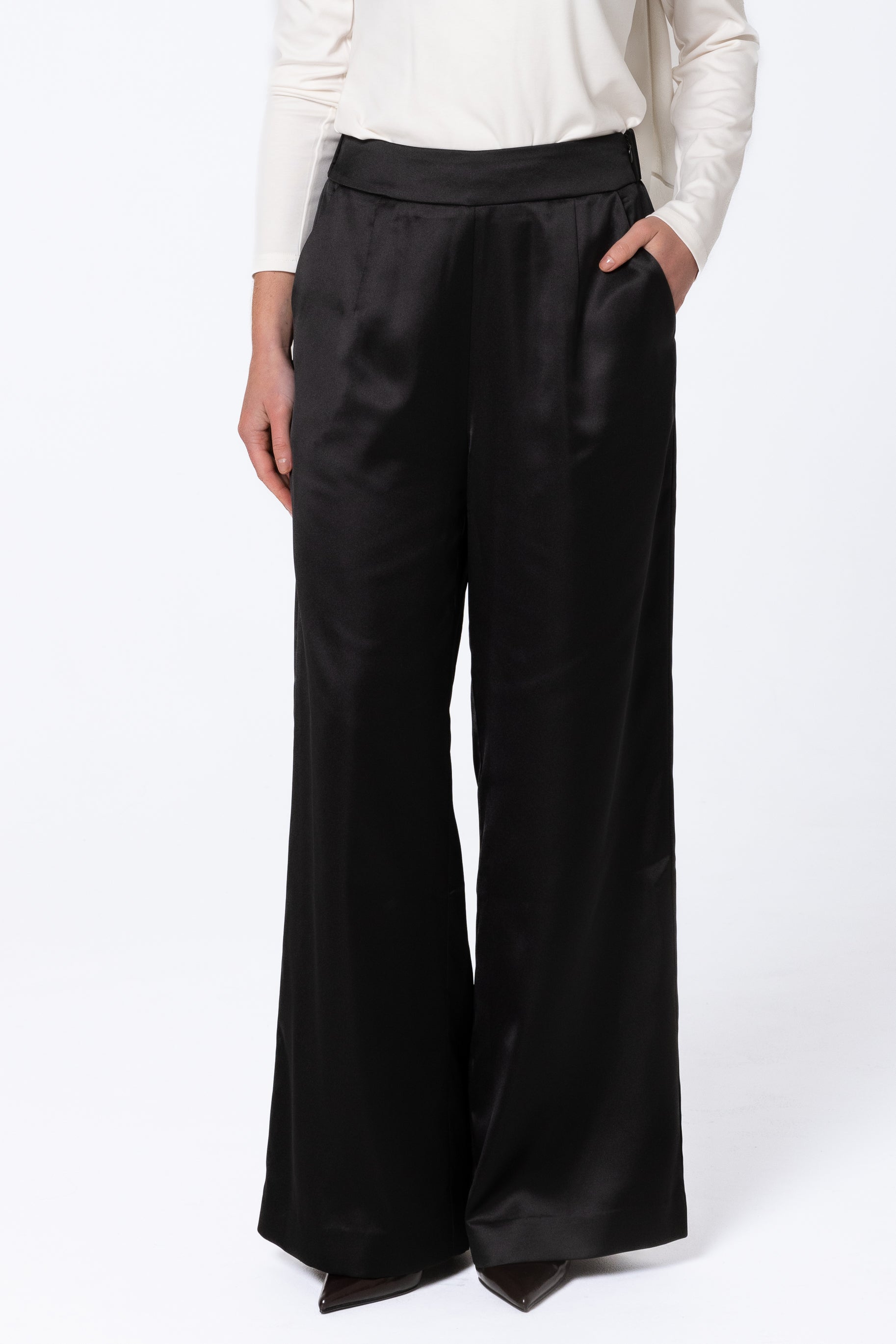 Sabrina Satin Pants - Black