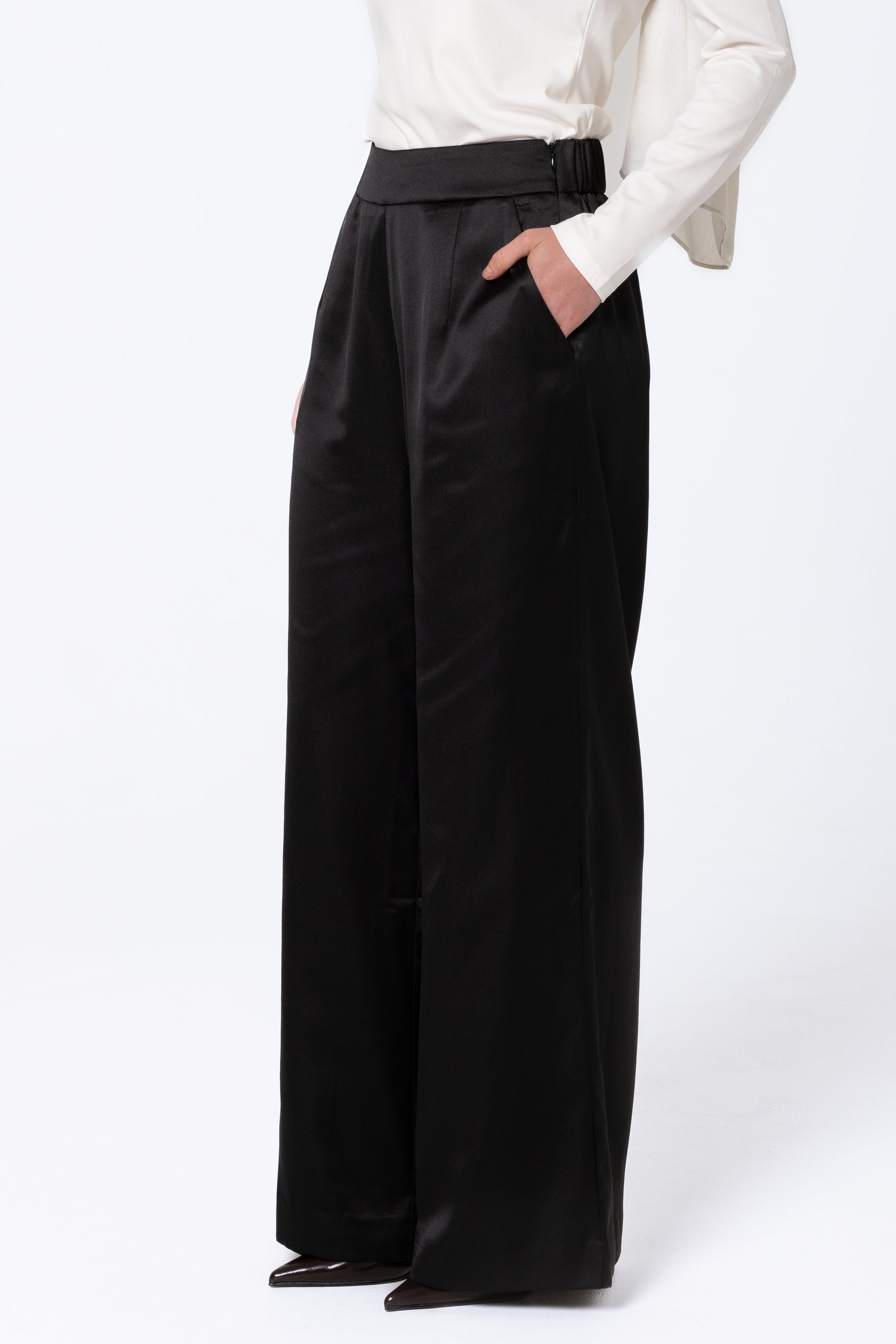 Sabrina Satin Pants - Black