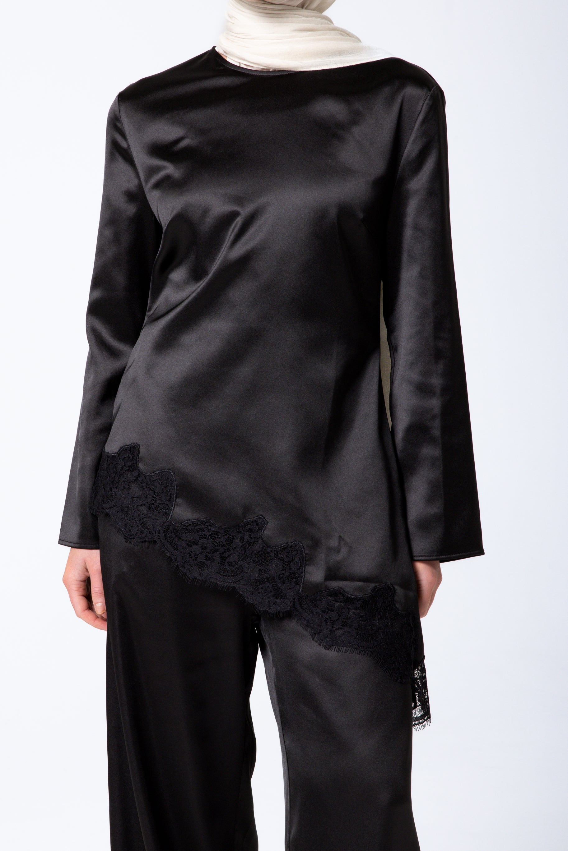Sabrina Lace Detail Top - Black