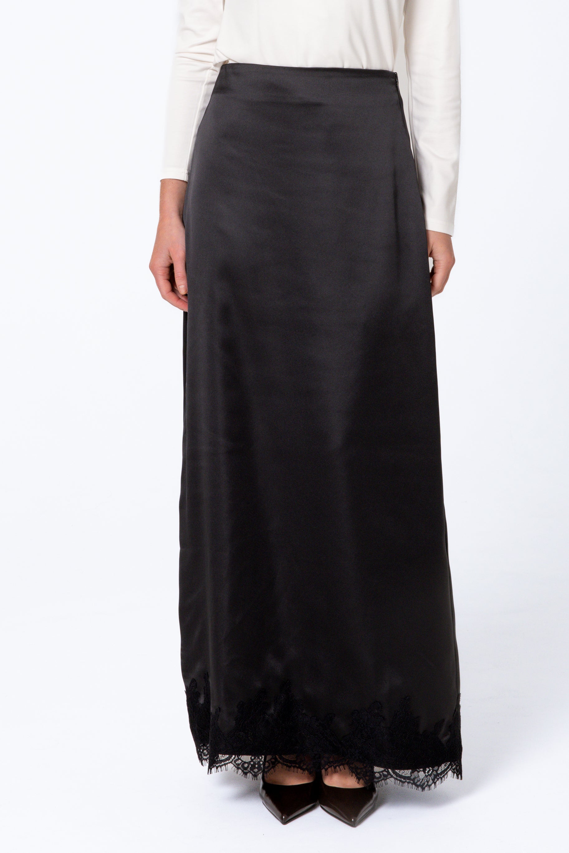Sabrina Lace Detail Skirt - Black