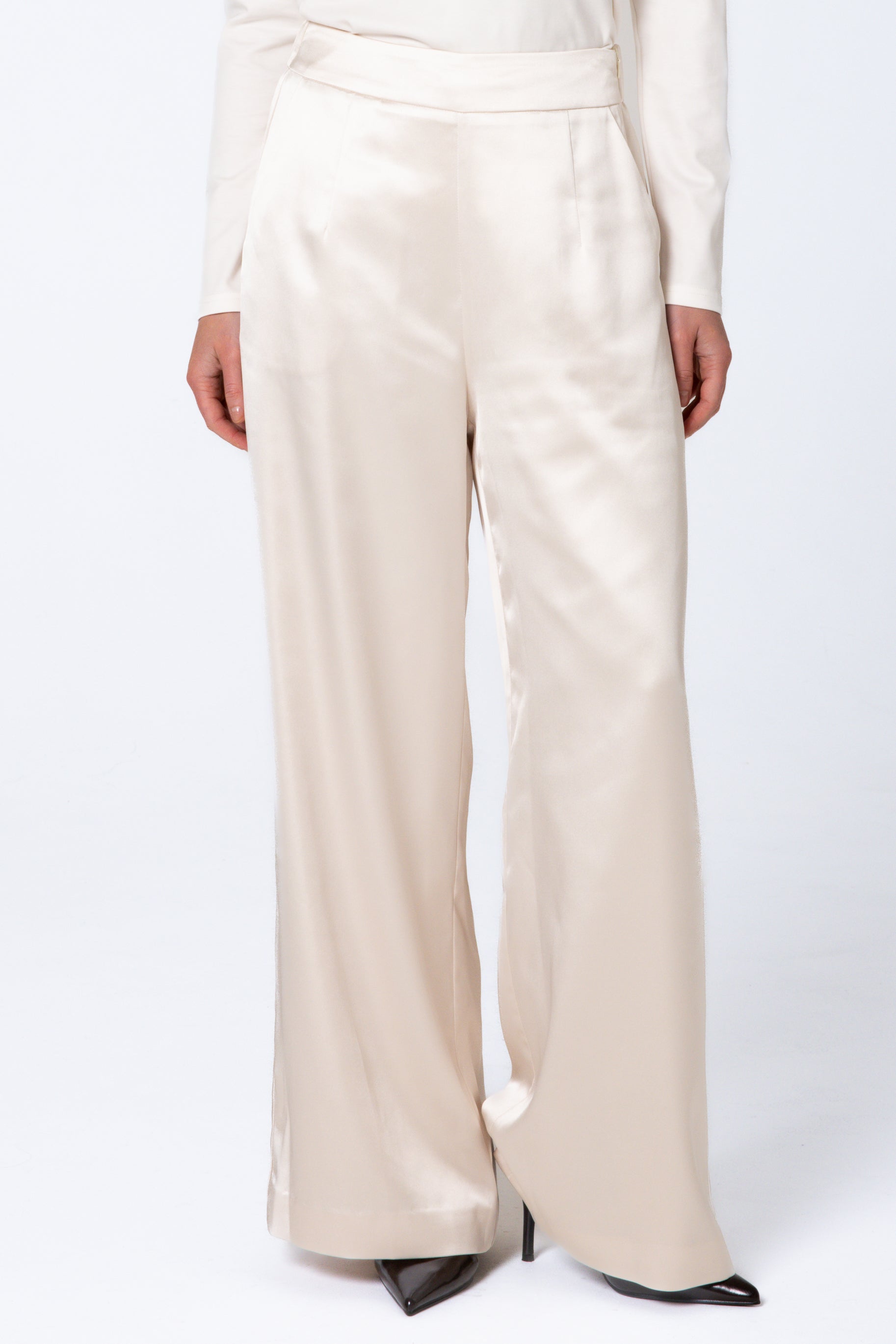 Sabrina Satin Pants - Ivory