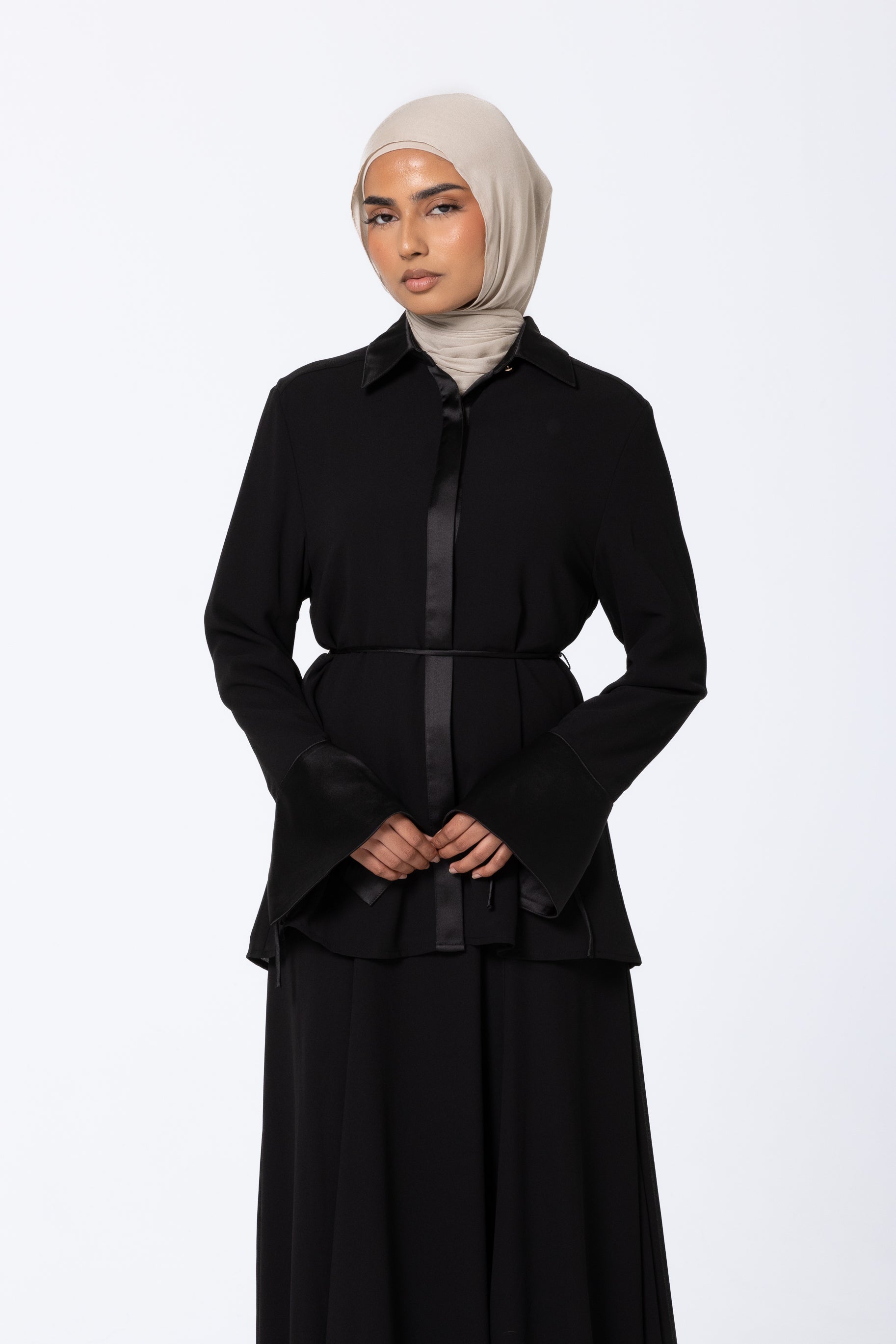 Chiffon Button Up Blouse - Black