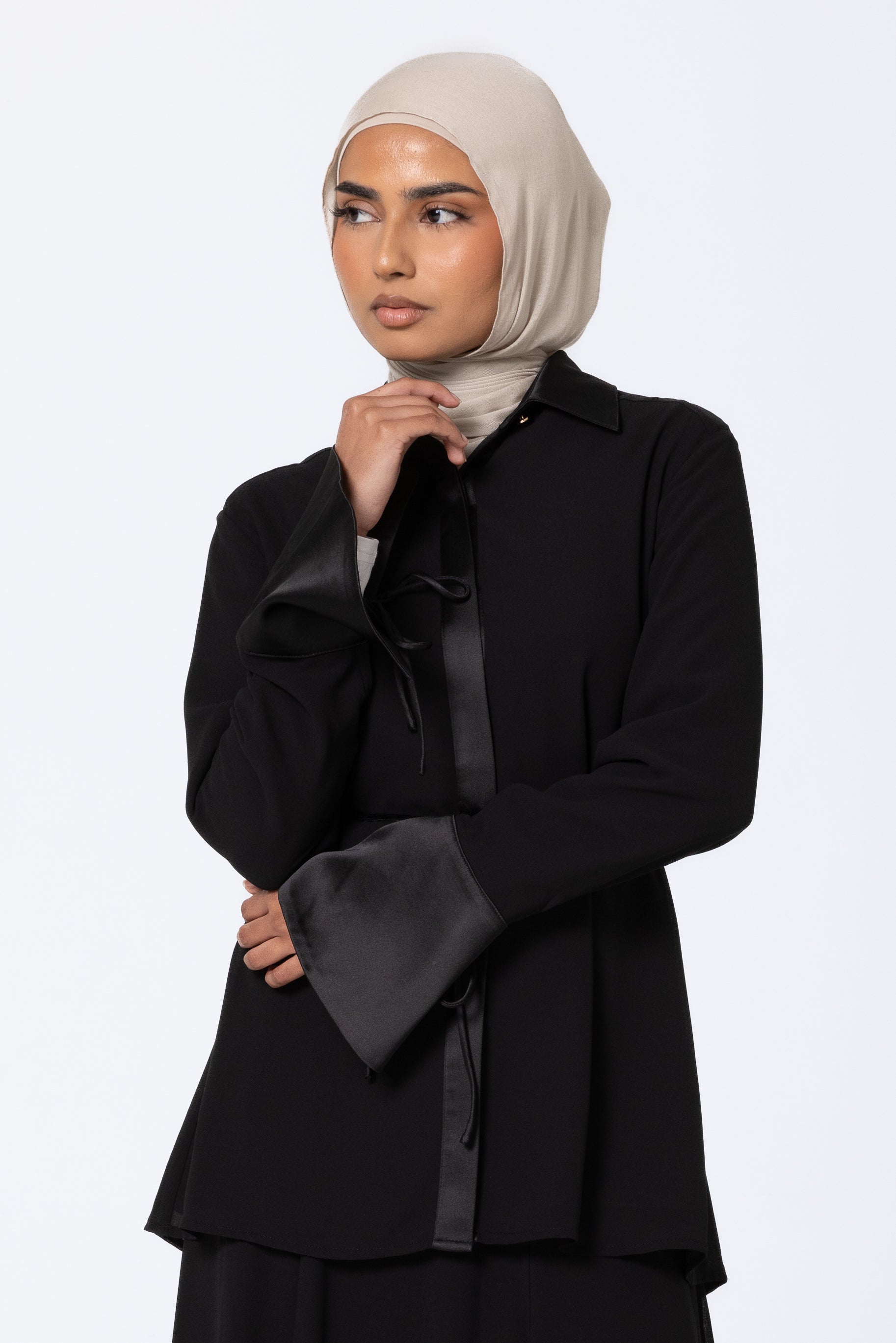 Chiffon Button Up Blouse - Black