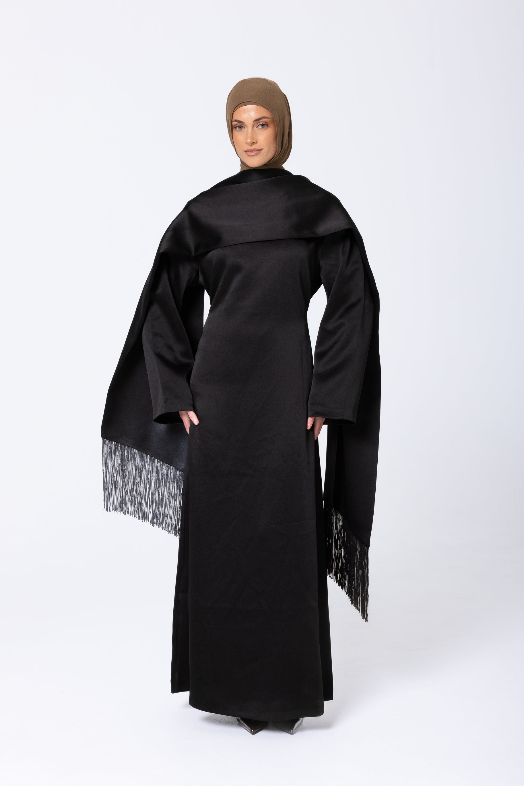 Stella Tassel Scarf Dress - Black